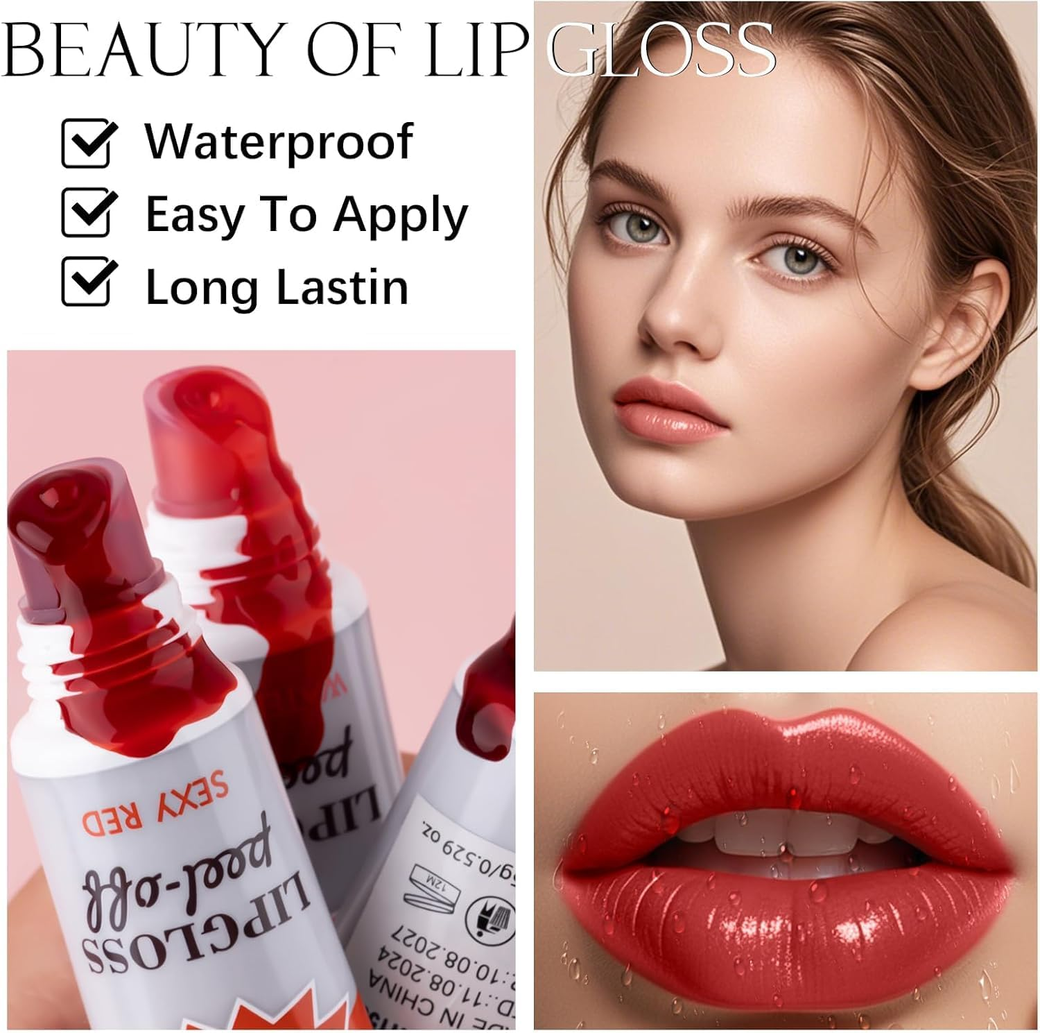 DAGEDA 2 Colors Peel off Lip Stain, Matte Finish Tattoo Lip Gloss, Lip Stain Peel Off, Lip Tint Transfer Proof and Waterproof Tattoo Magic Color Lip Liner, Non Stick Color Peel off Lip Mask(02+03) image number 3