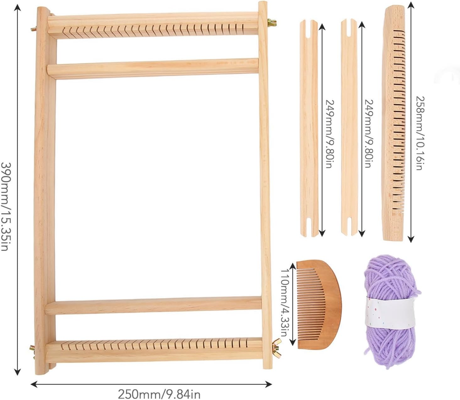 Trisar Weaving Loom Kit, Wooden Tapestry Looms with Wooden Comb, Shuttle, Thread Post & Woolen Thread, Develops Creativity, Ideal for Kids