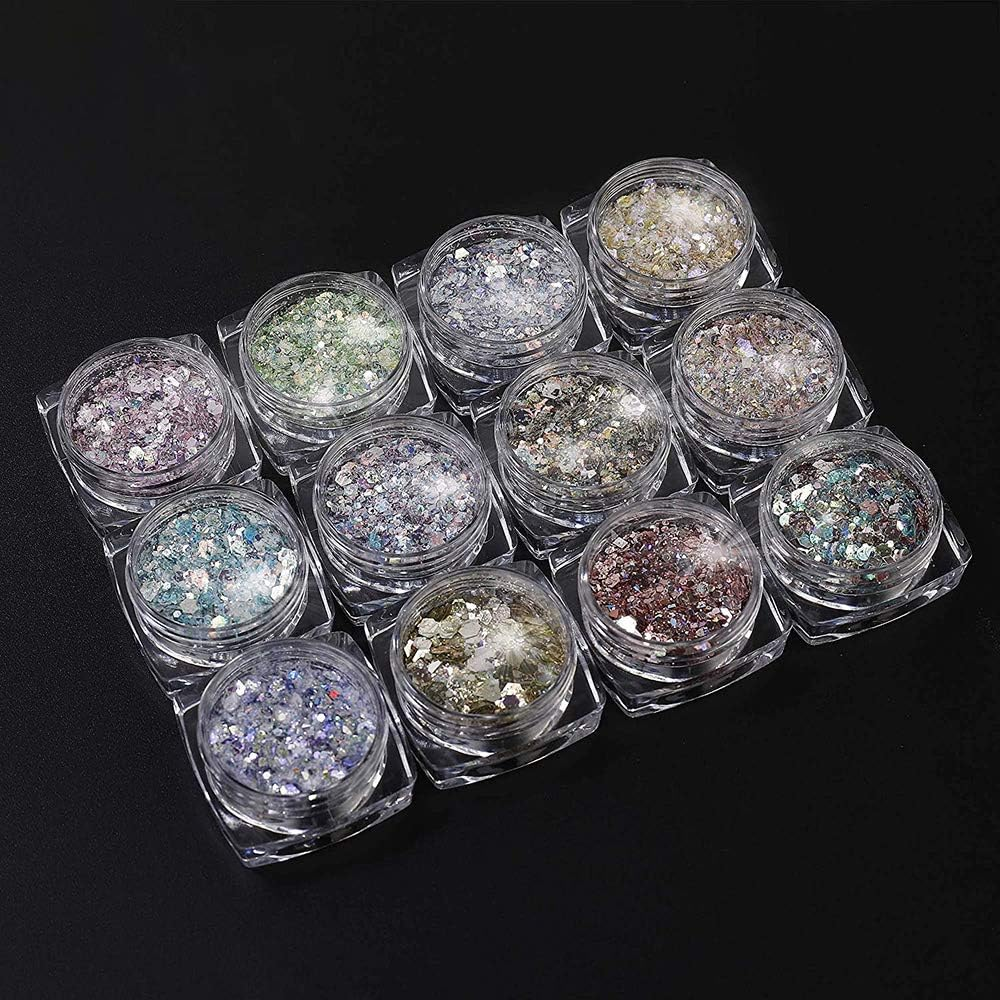 12 Sets Nail Glitter Cosmetic Face Body Hair Glitter Decoration for Arts Festival Party Christmas image number 2