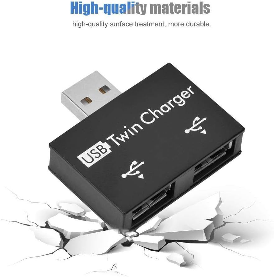 Bewinner USB2.0 Hub, Aluminum Alloy + PC Small/Portable/Rugged/Durable/Transparent Connection Adapter Converter Separator with Two USB Ports-Connected to a USB Dock(Black) image number 5