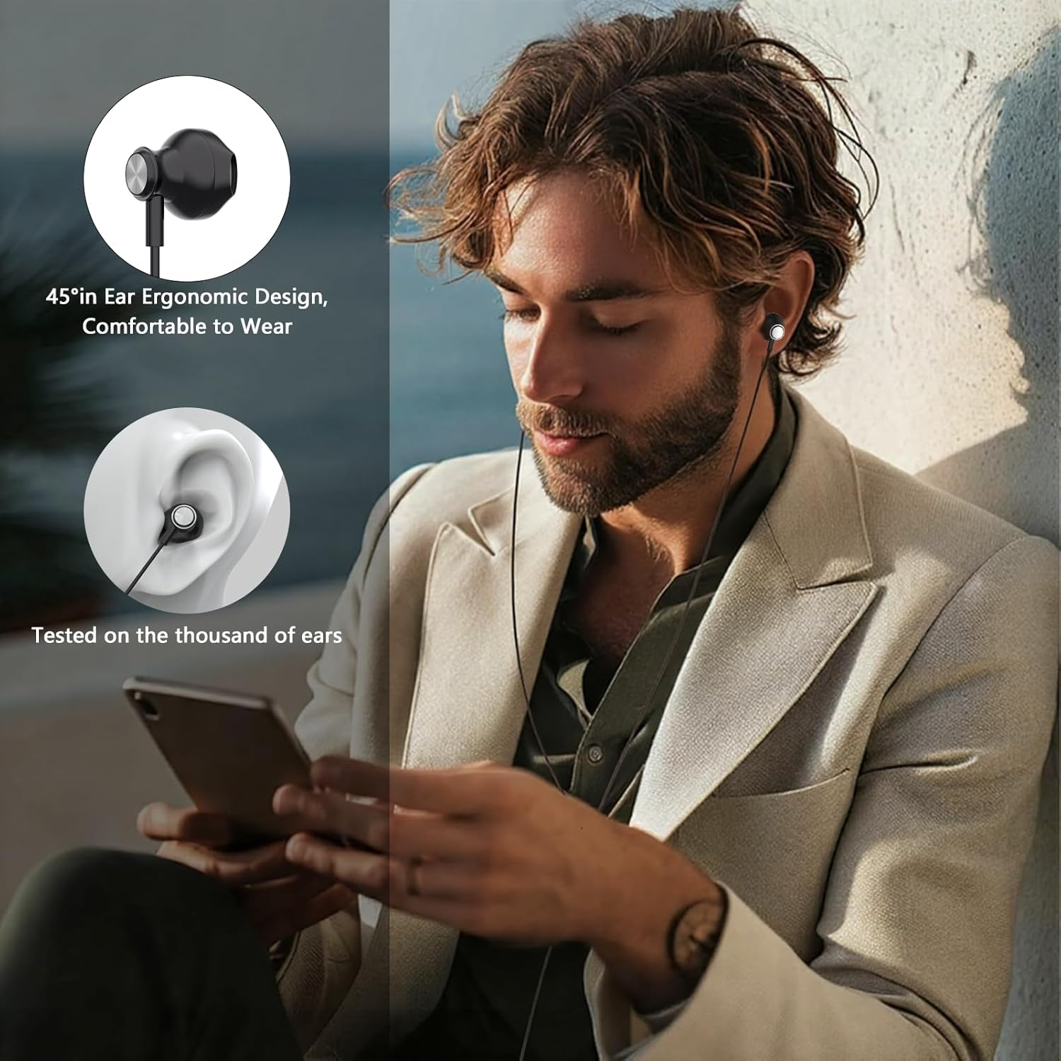 USB C Headphones for Samsung Galaxy A56 A55 A36 A26 A17 A16 A06 A54 A35 A34 S25 S24 S23 S22 S21 Ultra 5G, In-Ear Headset with Microphone for Iphone 17 16 15 Ipad Pro Airpods Pixel 7 8 9 9A