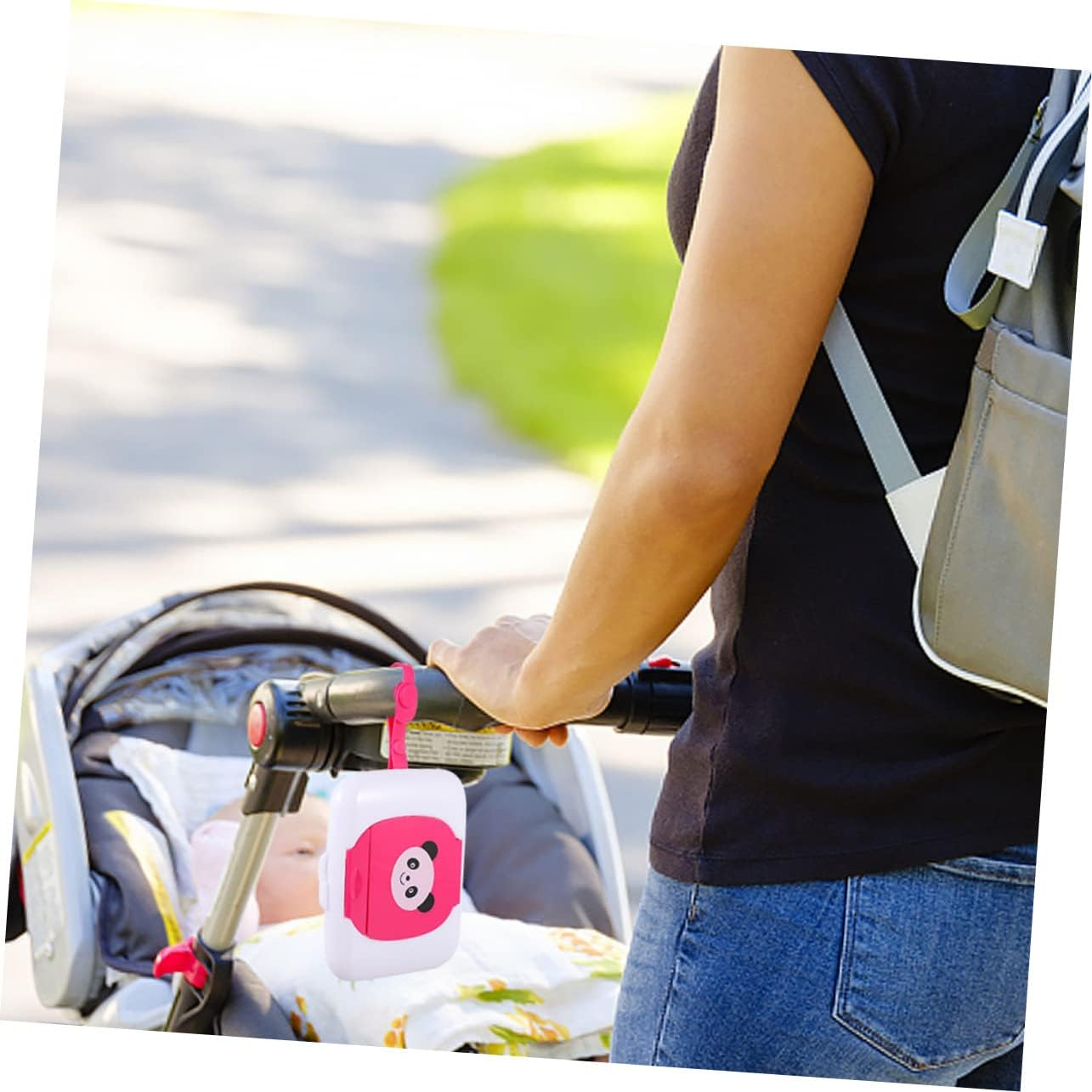 Cabilock Portable Baby Wipe Holder Travel Wipes Case Refillable Wet Tissue Dispenser Box 2Pcs Set Black and Red for Infant Outdoor Use image number 1