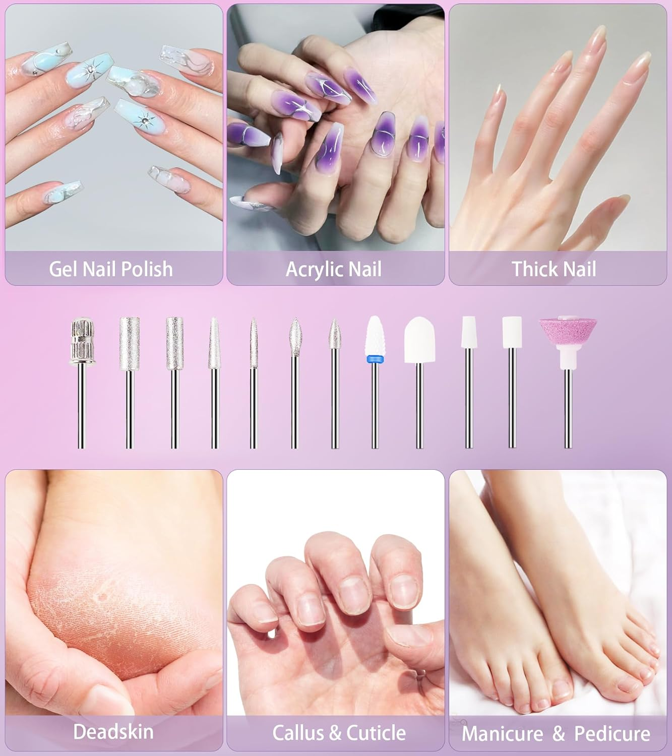 HEBECA Nail Cutter for Gel Nails, Electric Wireless Acrylic Nails, 35000 Rpm, Professional Manicure, Pedicure Set, Electric Salon and Home Use