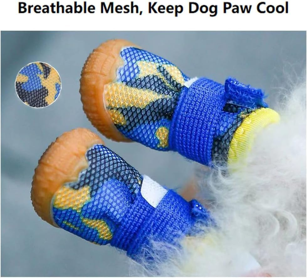 Dog Shoes for Small Dogs, Anti-Drop Dog Boots for Hot Pavement, Winter, Breathable Paw Protectors for Walking, Running, Hiking, Ox Tendon Sole Puppy Sneakers (Camouflage Blue, 02#) image number 1