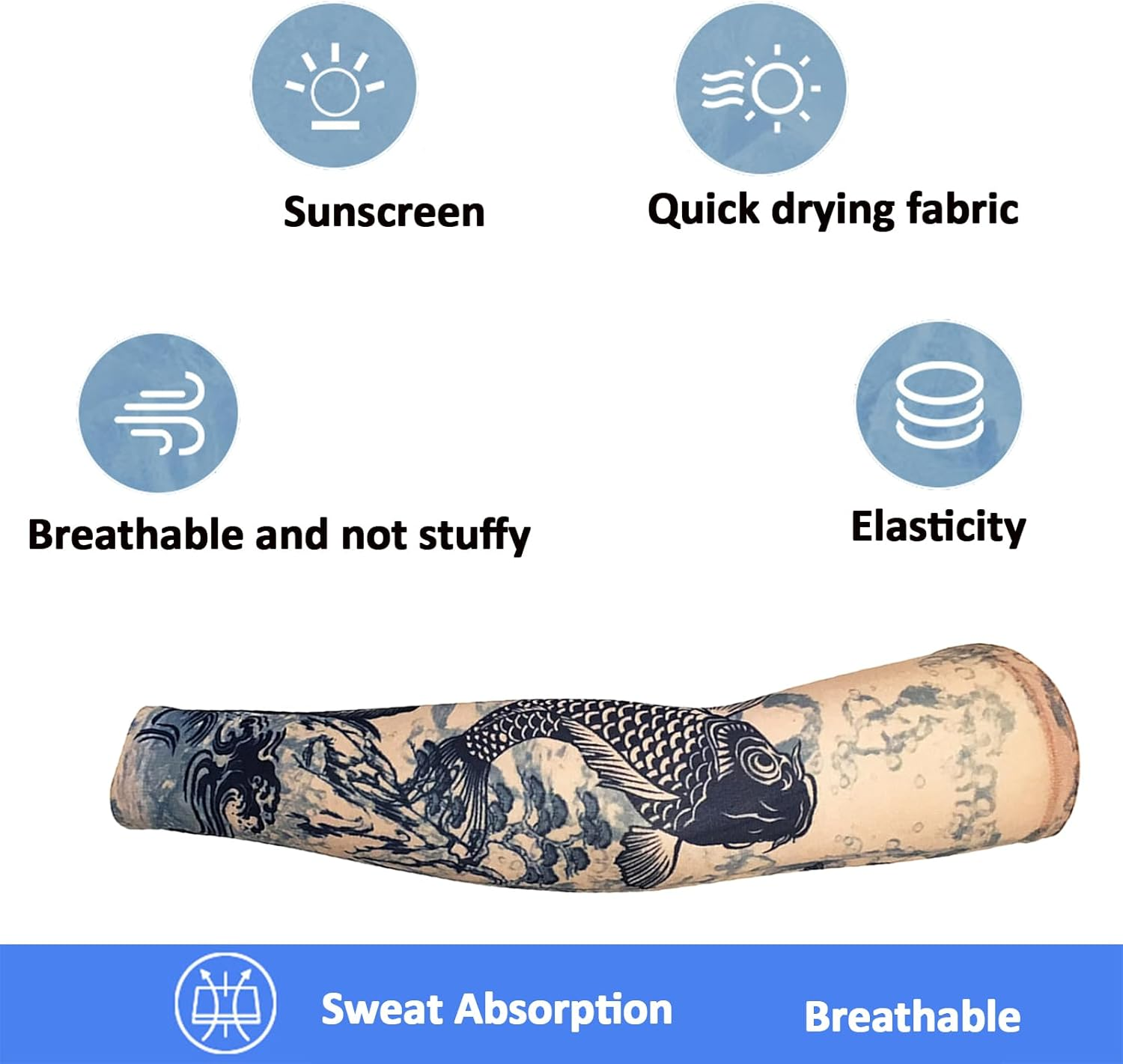 FANOST Tattoo Sleeves for Men and Women, Fake Tattoo Sleeves for Cycling, Running, Outdoor Sports, Camping, Travel, Summer Sun Protection, Halloween Tattoo Arm Stockings, Multicoloured, Einheitsgr&ouml;&szlig;e image number 6