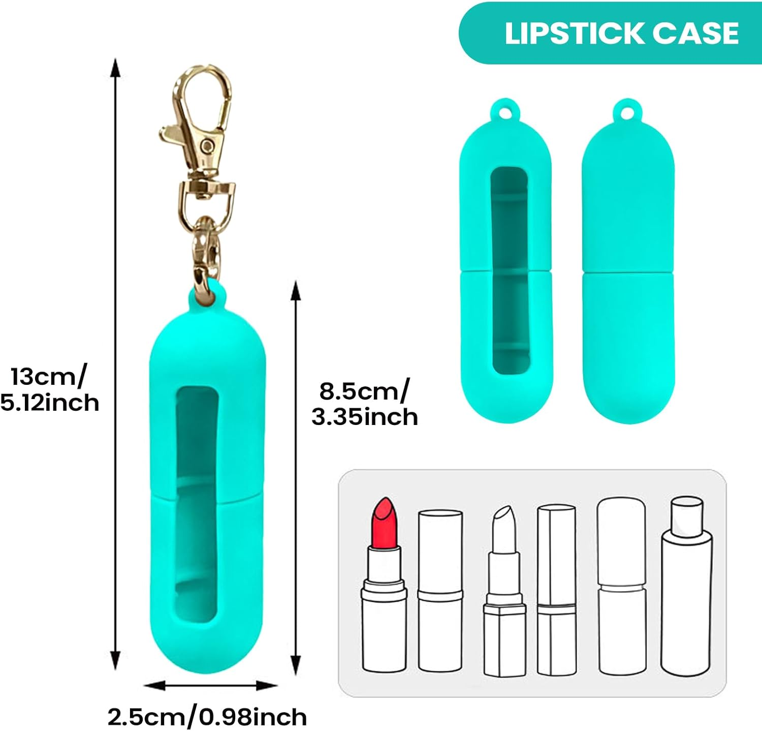 Lip Balm Keychain - Portable Silicone Cover | Lipstick Holder - for Wallet Gym Workplace Outdoor Activities Daily Commute Travel Purse image number 4