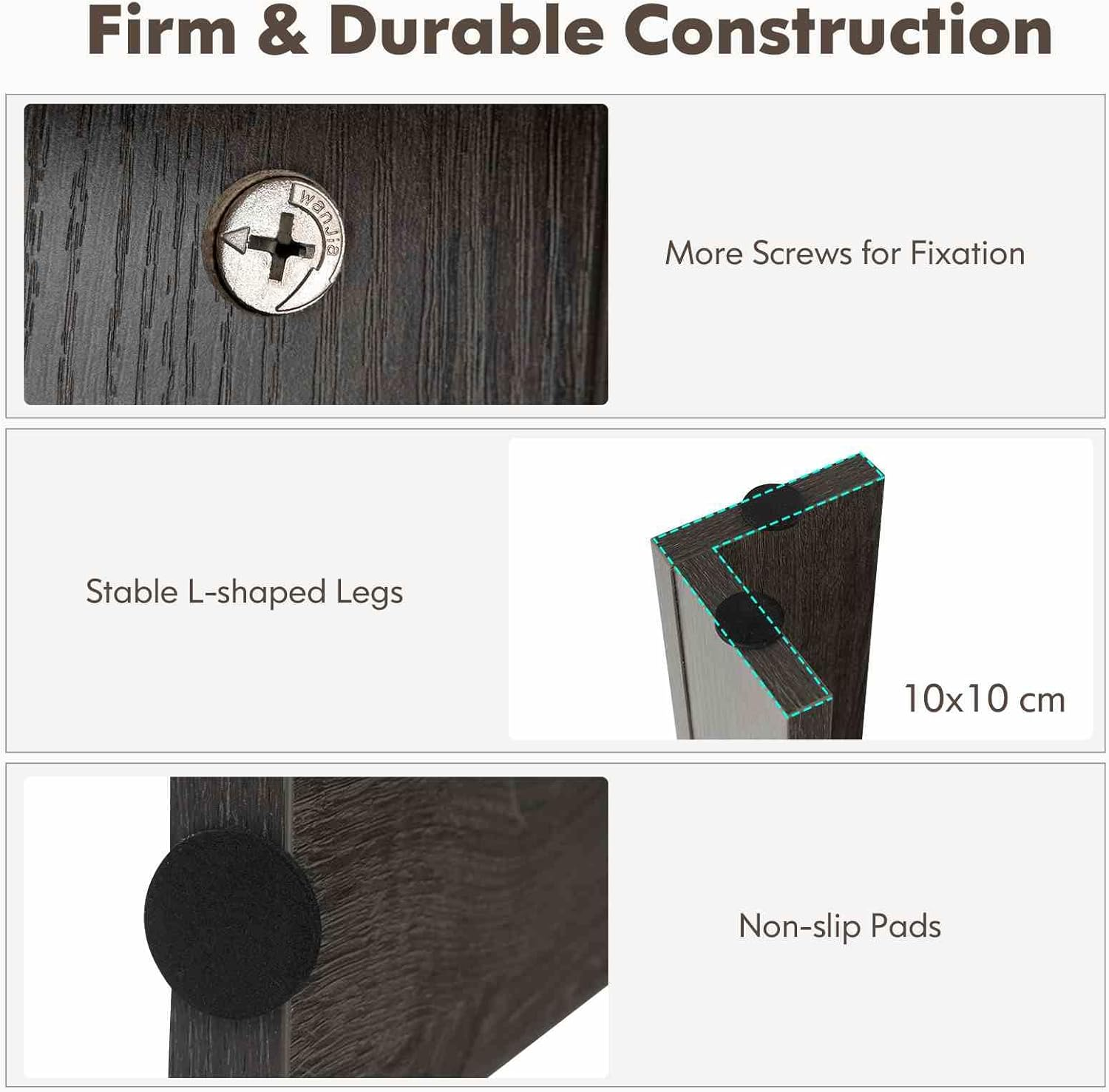 Costway Dining Table for 4-6 People, 160 Cm Kitchen Table W/L-Shaped Legs, 150 Kg Weight Capacity, Large Wooden Rectangular Dinner Table for Dining Room, Home Office, Living Room Furniture (Grey) - Dark image number 2