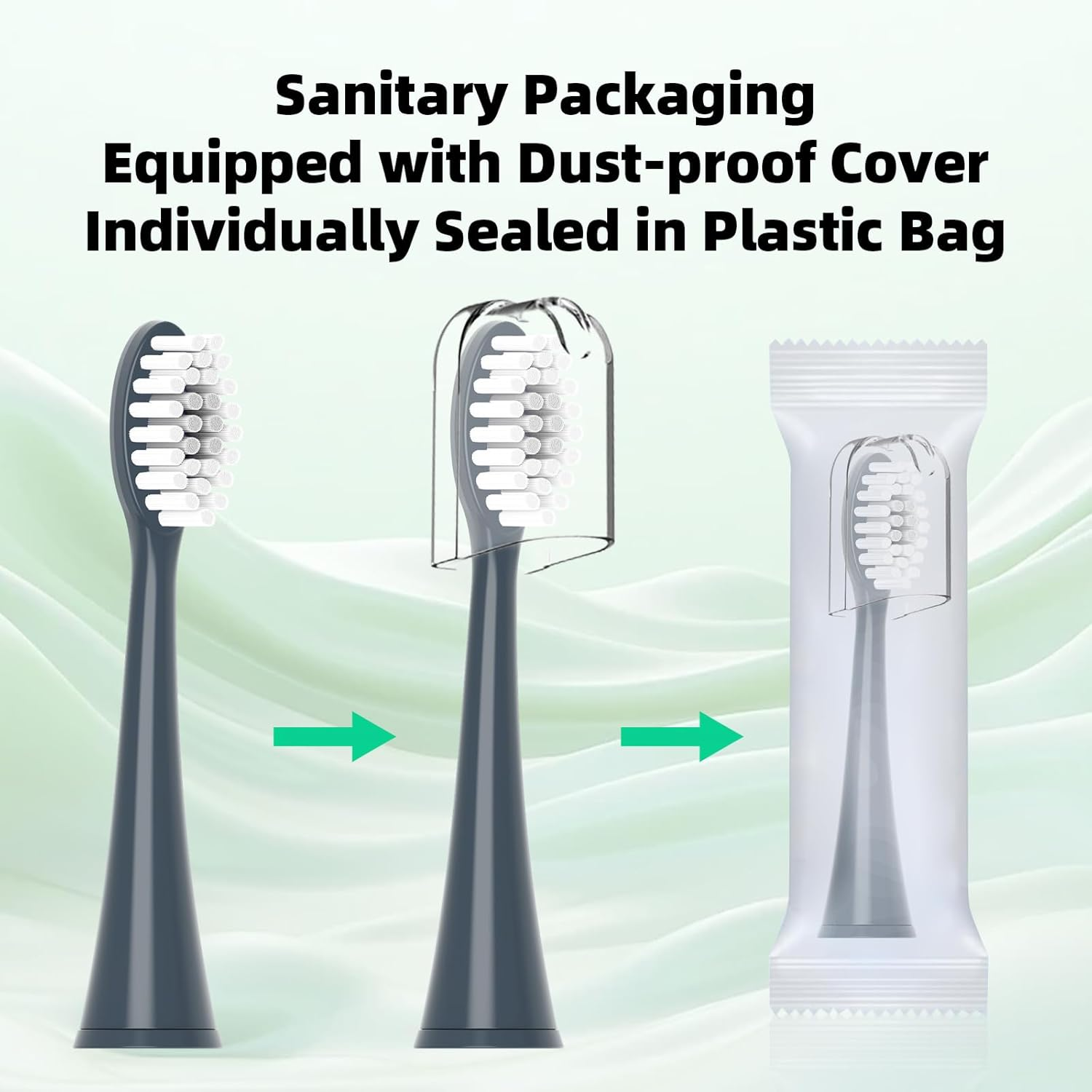 Replacement Toothbrush Heads Compatible with Ordo Electric Toothbrush,For Ordo Sonic Electric Toothbrush,With Dust Cover,10 Pack (Charcoal Grey, M) image number 6