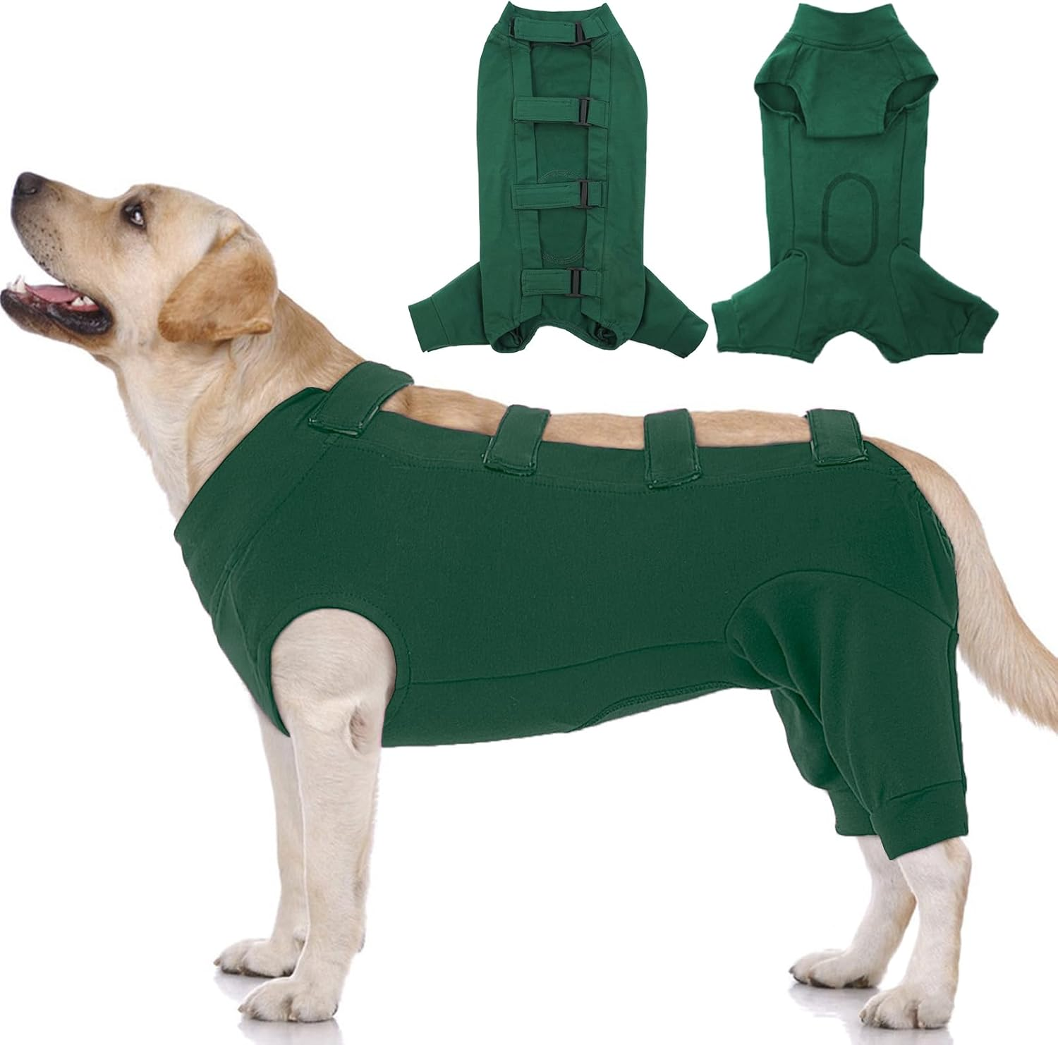 Iecoii Dog Recovery Suit - Soft Surgical Onesie for Post-Surgery Dogs, Protects Abdominal & Rear Leg Wounds, Stops Licking, L-Rosered