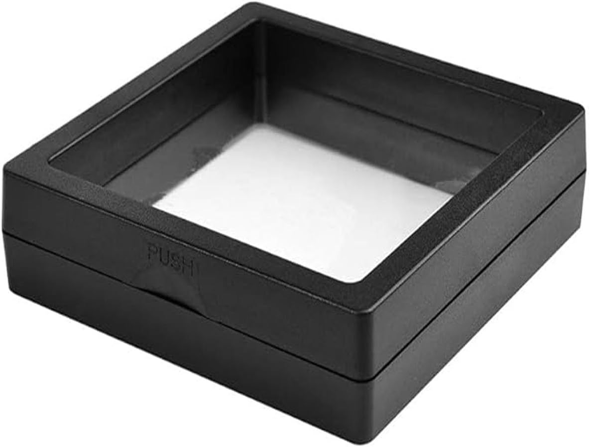 10Pcs 3D Floating Frames Display Holder Stands,Transparent Coin Display Stands,3D Floating Jewelry Frame,Challenge Coin Holder for Jewelry Antique Specimens (Black 2.75Inch) image number 3