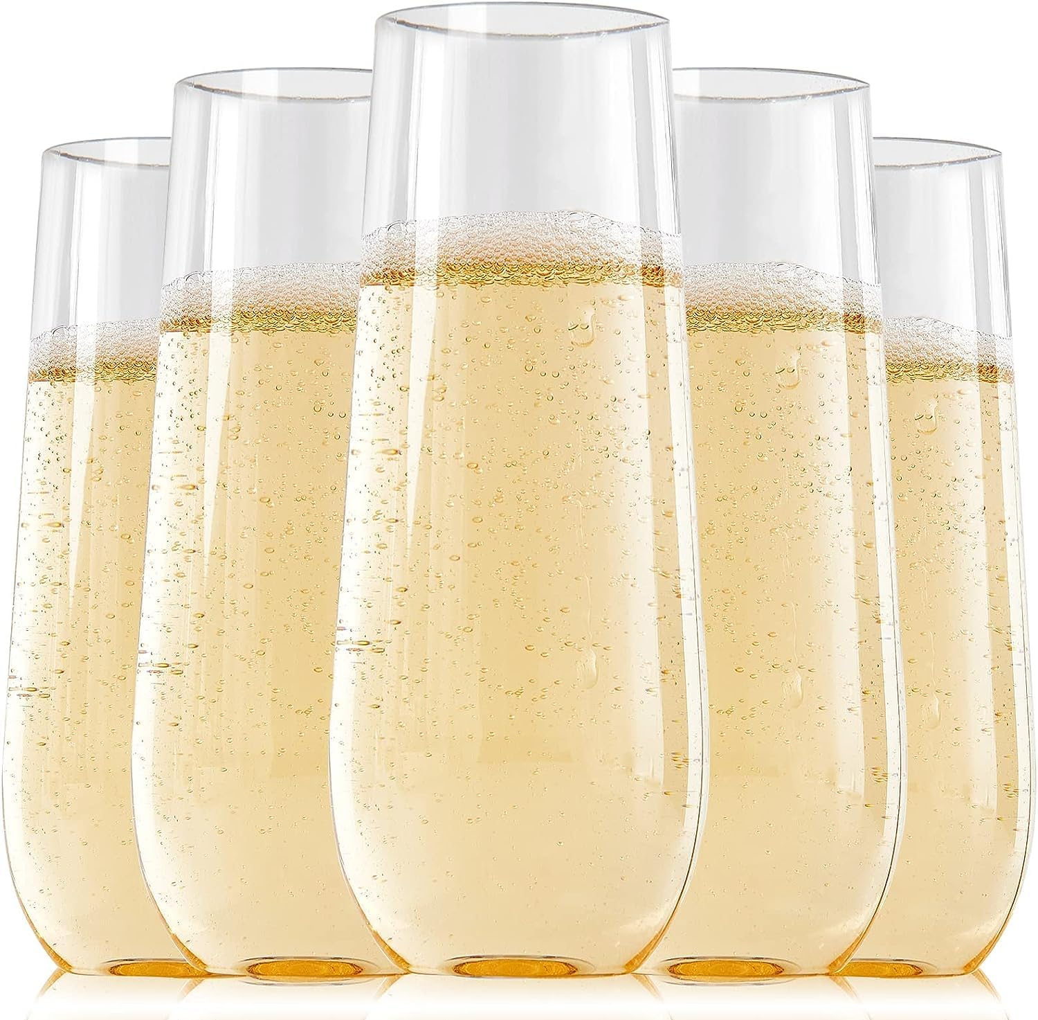 Decostatue Champagne Flutes Set of 24, 9 Oz Clear PET Plastic Champagne Glass Toasting Glasses Cup Stemless and Shatterproof, Recyclable and Bpa-Free image number 4