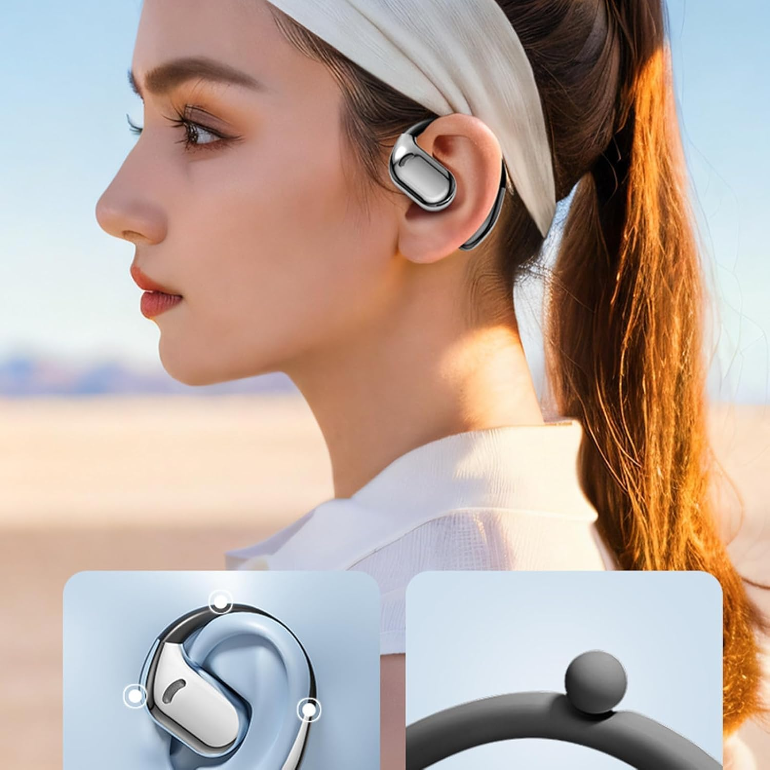 Q39 Ai Translation Clip-On Bluetooth Earphones, Q39 AI Earbuds Translate, Supporting Language Translation for over 134 Countries, Built-In Music & Call, for Travel Business (Beige) image number 1