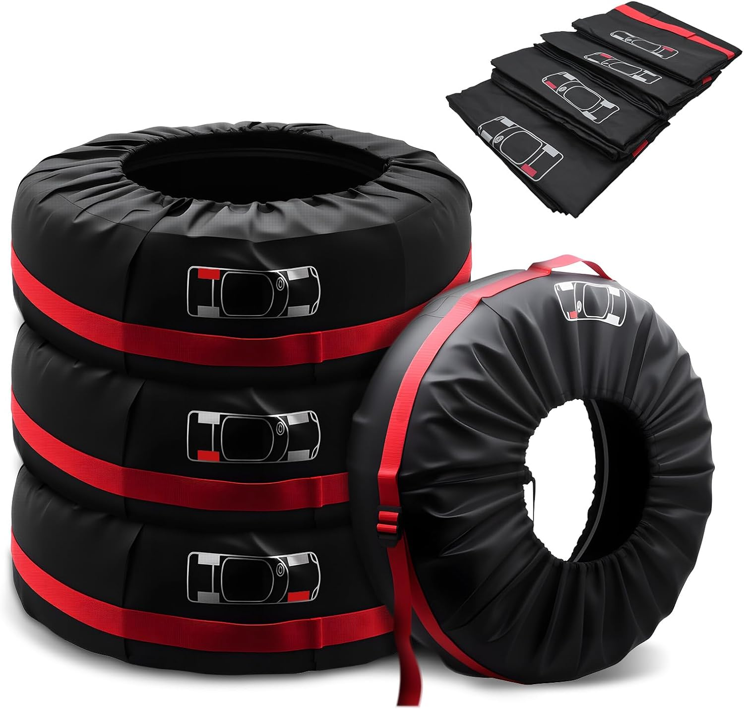 Avutrel Tyre Bags, Set of 4, 19-23 Inch Universal Wheel Cover, Rim Protection, Waterproof, Dustproof, Tyre Storage, Motorhome, for Cars Such as Large Suvs