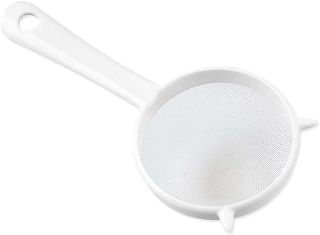 White Kitchen Handheld Reusable Plastic Screen Mesh Tea Leaf Strainer Flour Sieve Colander Kitchen Tools and Gadgets Accessories image number 3