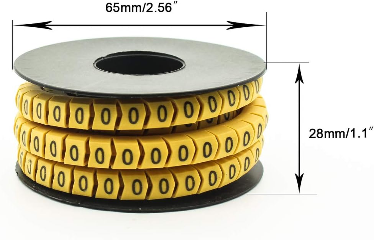 10 Rolls of 0-9 Number Tube,Yellow Flexible PVC Concave Cable Wire Markers Label Tag (6Mm2) image number 3
