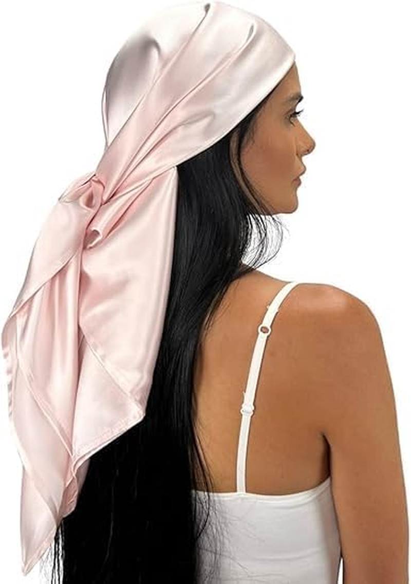 Silk Hair Head Scarf Satin Women'S Pure Color Headscarf Imitating Silk Monochrome Square Scarf Provides Chemotherapy Comfort and Supports Hair Regrowth image number 6