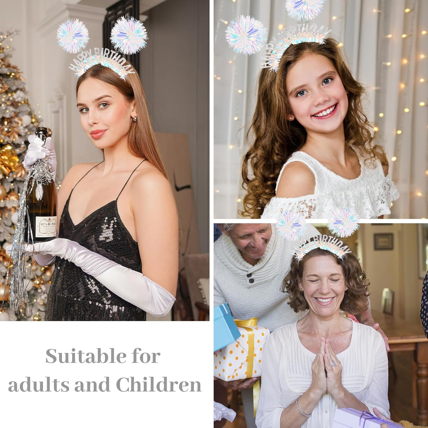 CAVETEE Birthday Crown, Happy Birthday Headband for Women Happy Birthday Decorations for Women Birthday Gifts - Silver image number 6