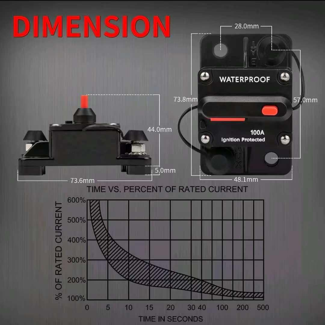 40A Automotive Circuit Breaker Resettable Fuse Holder 12V&ndash;48V DC Waterproof Inline Car Audio Circuit Breaker for Amp, Marine, RV, Boat, Solar Inverter Power Protection SQ image number 2
