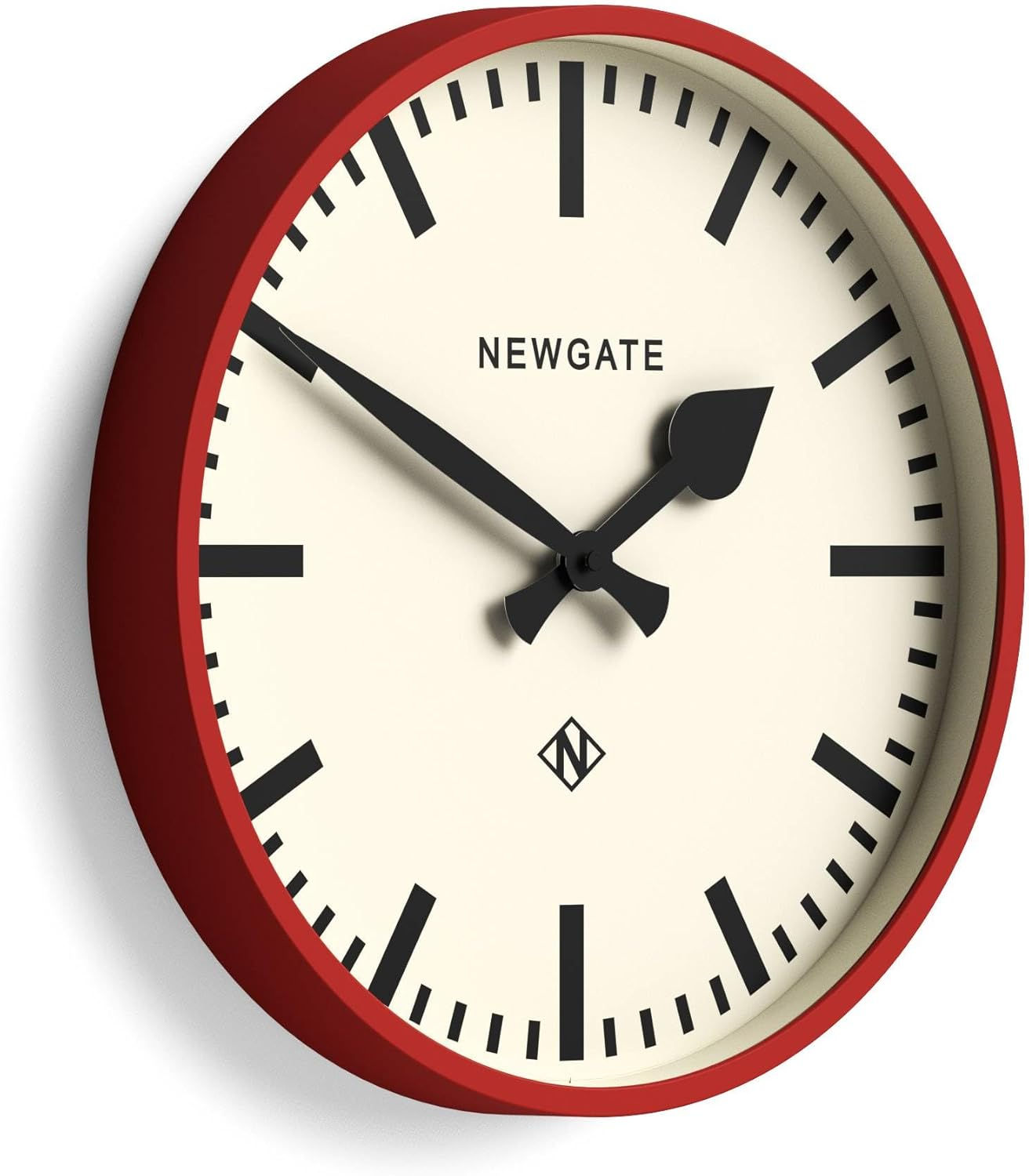 NEWGATE&reg; Number Three Railway Wall Clock - round Clock - Kitchen Clock - Clocks for Living Room - Office Clock - Contemporary Case - Marker Dial - Station Clock (Fire Engine Red) image number 5