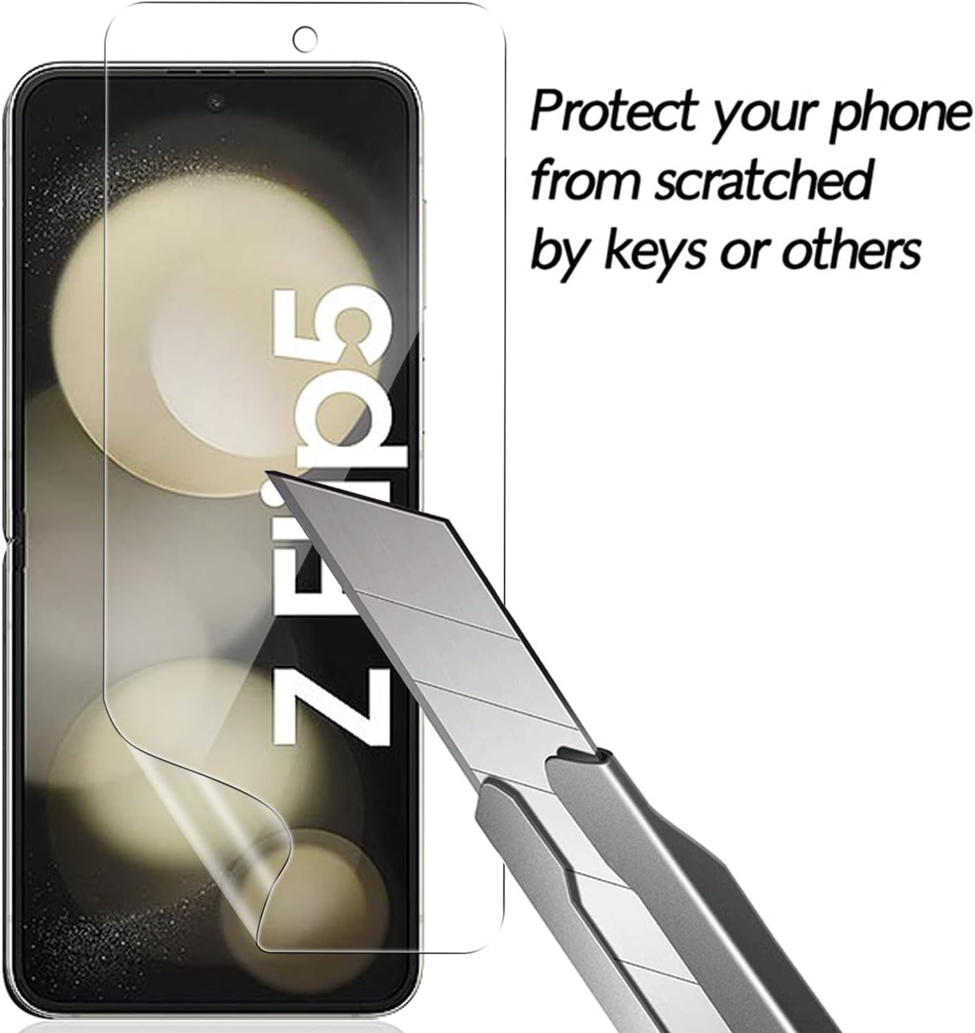 [3 Pack] Hydrogel Screen Protector for Samsung Galaxy Z Flip 6/5/4/7 FE 5G, Electro-Weideworld Scratch Resistant HD Clear TPU Screen Protector, Support Fingerprint Unlock image number 2