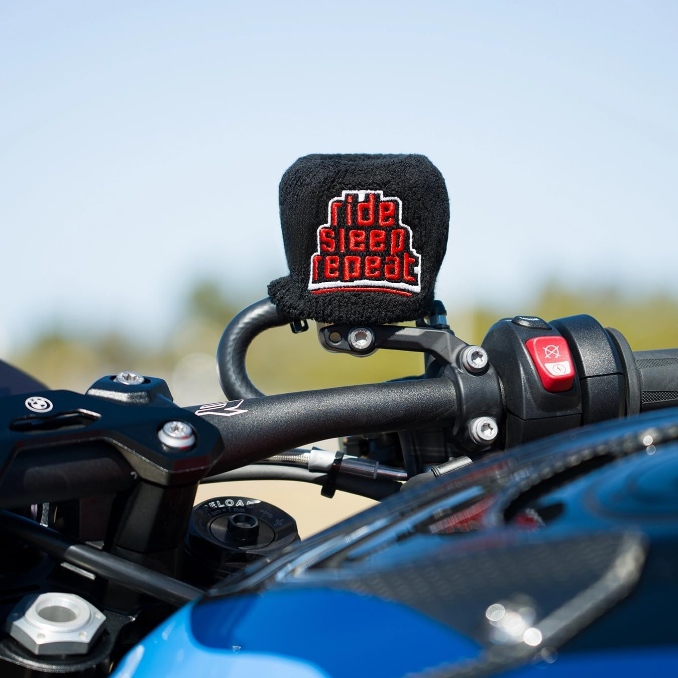 Brake Fluid Reservoir Cover Sock for Motorcycles, Sporbikes and Gifts by Moto Loot (Ride Sleep Repeat)