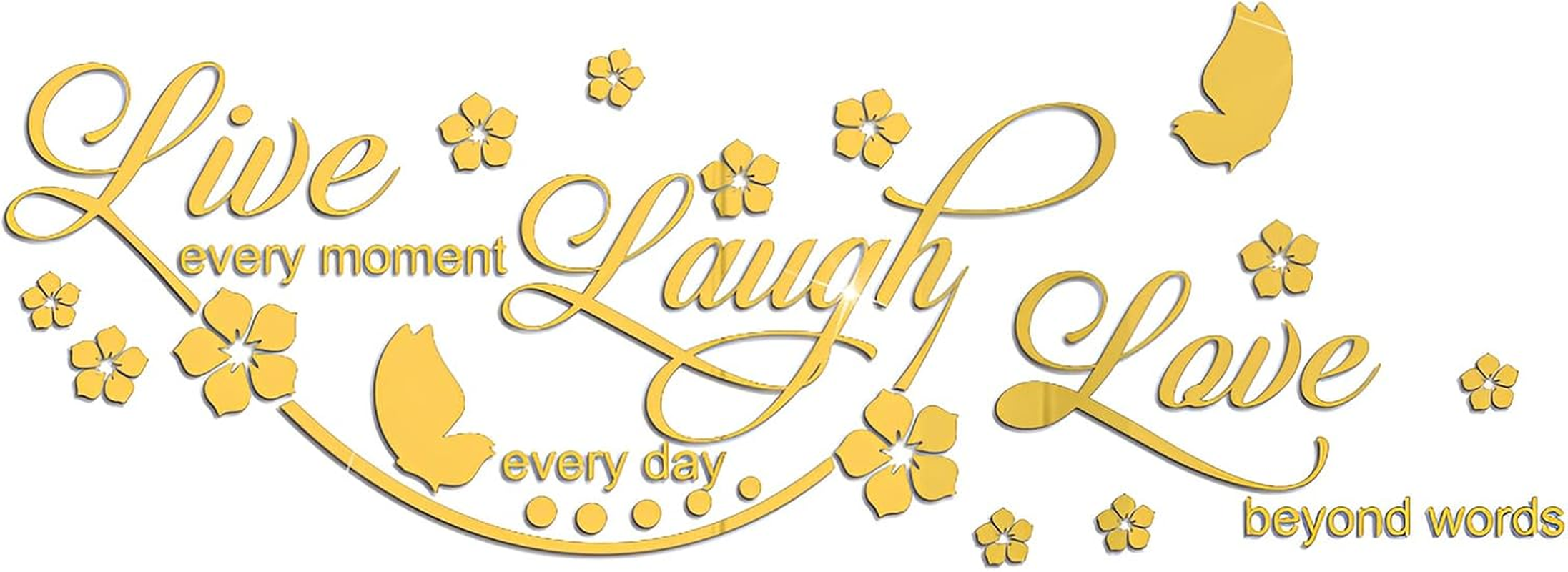 ZGWANSUI Live Laugh Love Mirror Decal, Inspirational Wall Stencils Peel and Stick Quotes, Decorative Wall Stickers Decor Living Room, Motivational Sayings Words for Bedroom Home Wall Art, Silver