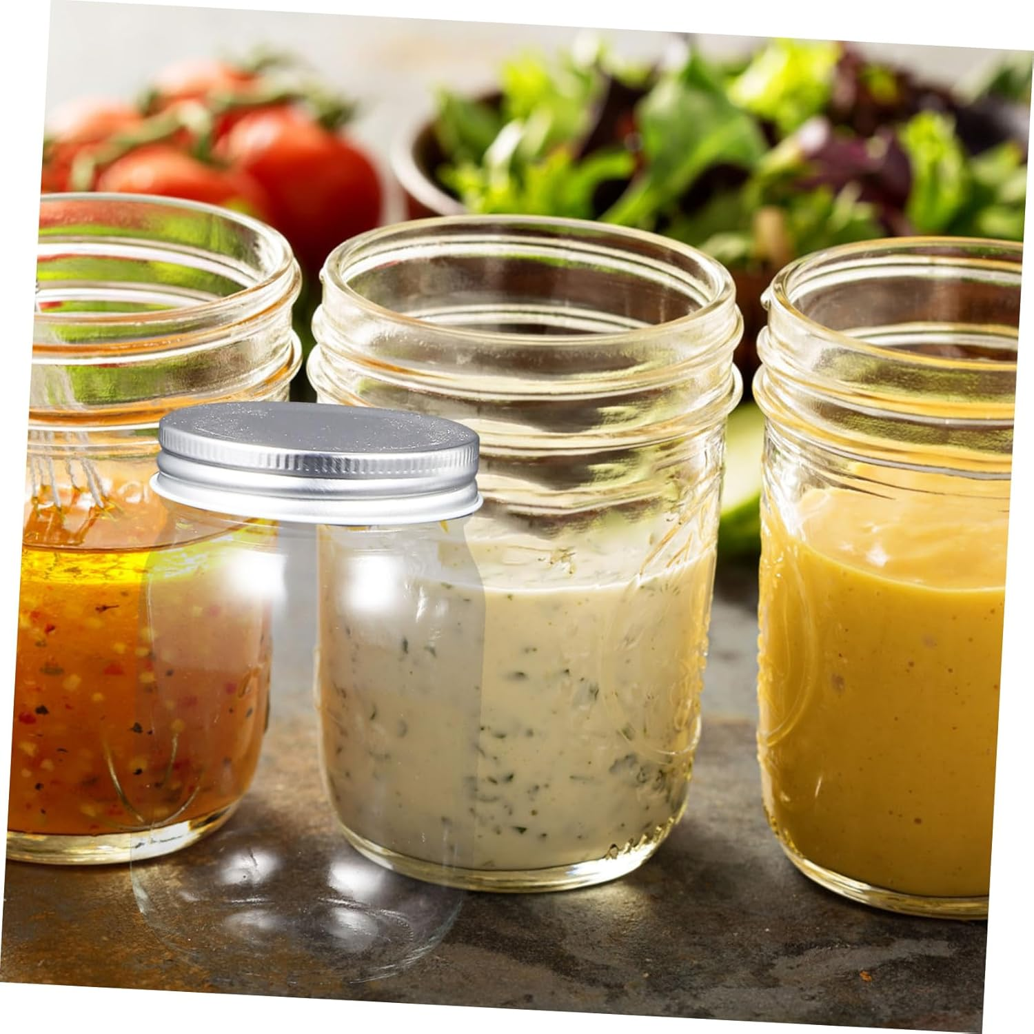 CIYODO 4Pcs Jam Jars Lids Sealing Storage Containers for Home for Preserving Spices Cookies Honey More image number 1