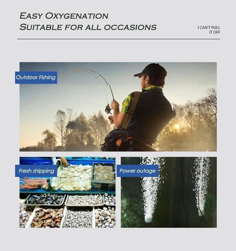 Aquarium Air Pump，Portable Mini USB Aquarium Fish Tank Oxygen Air Pump,Mute Energy Saving Supplies Accessories. - 2 Hoses-2 Air Stones image number 7