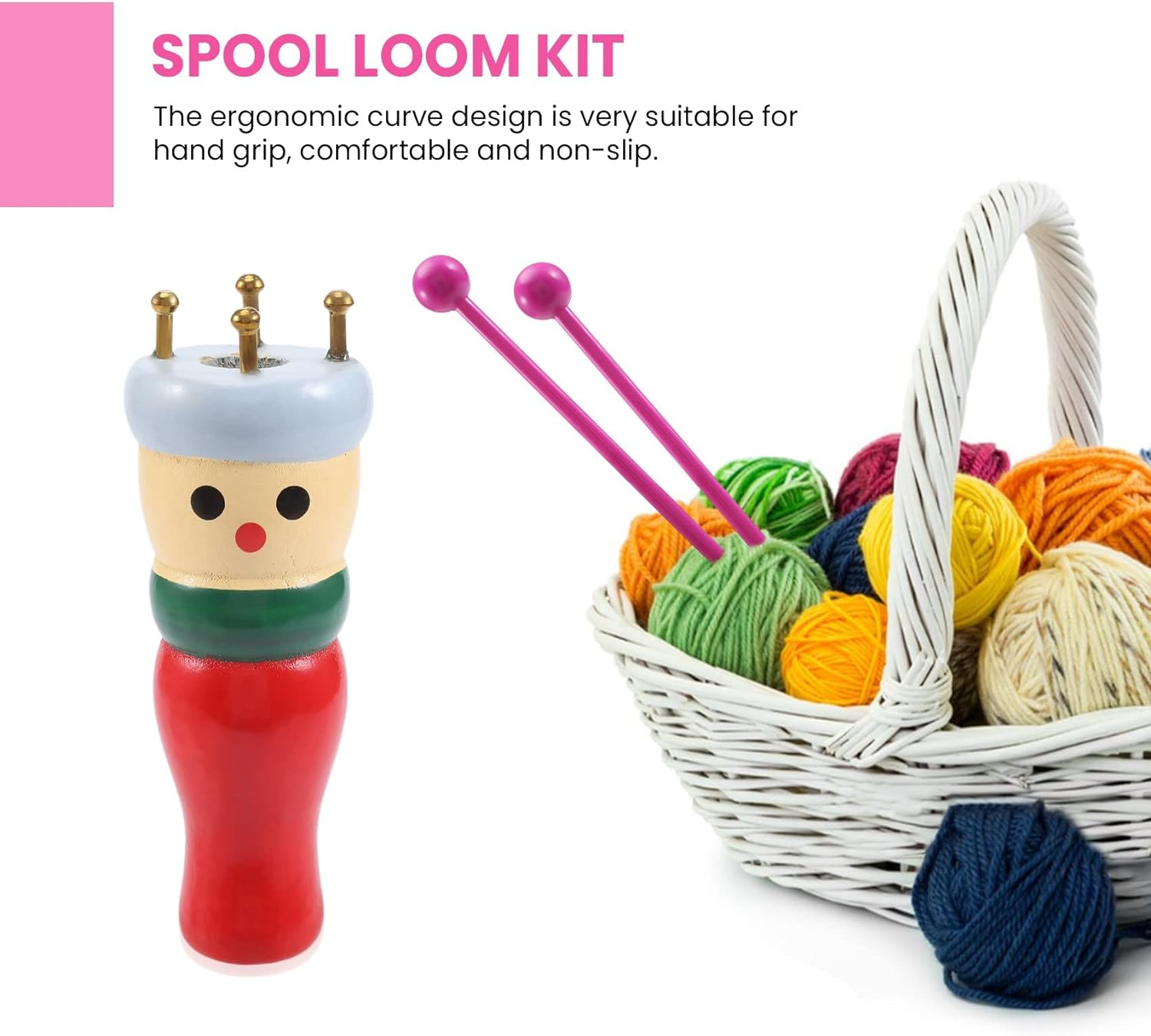 Spacesea French Knitter Tool Set, 2 Set Wooden Knitting Kit Handcrafted Ease and Durability Beginners Knitting for Creating Fun & Colourful Bracelets, Necklaces and Crafts image number 6