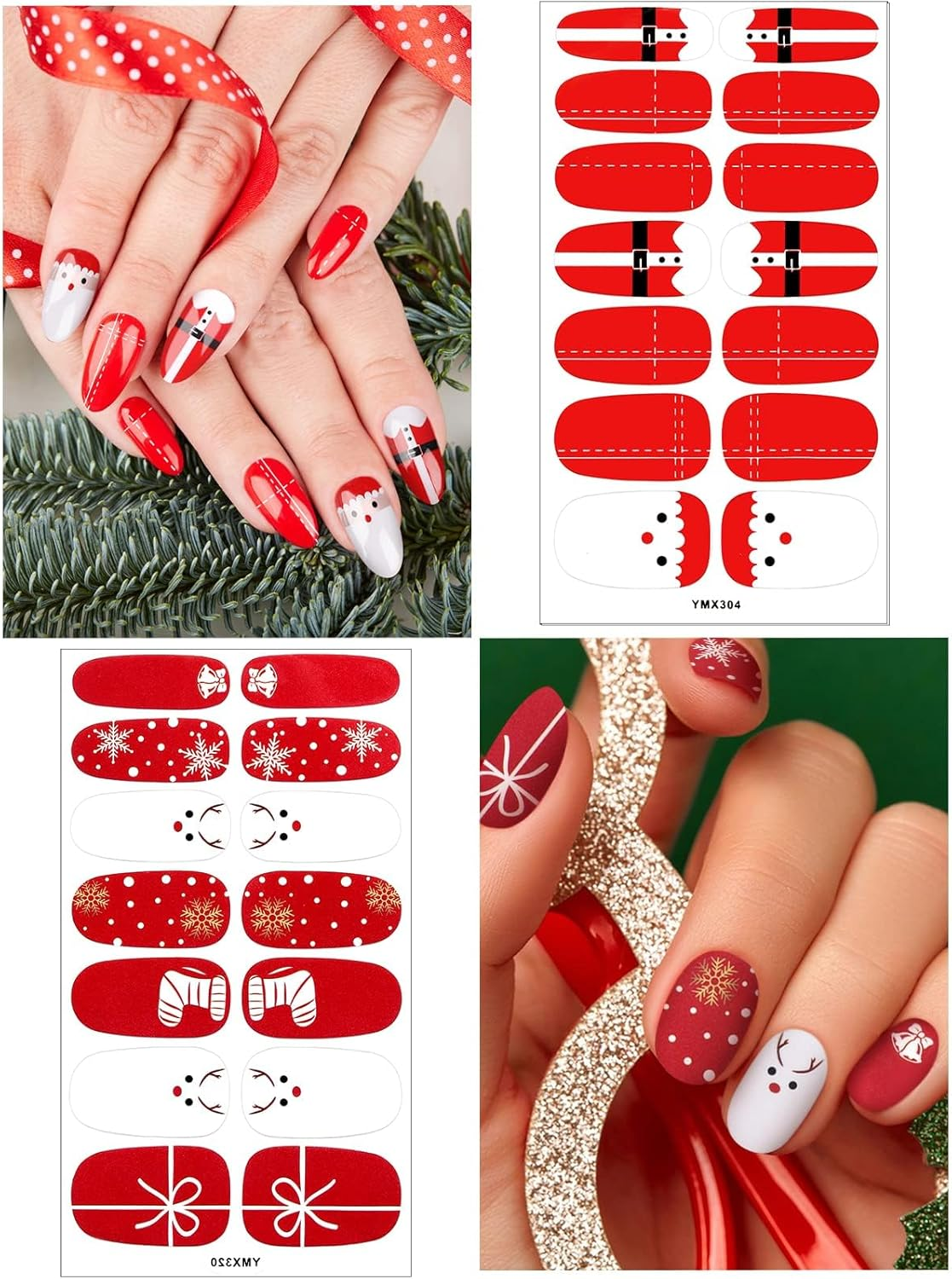 Kalolary 8Sheets Christmas Full Wraps Self-Adhesive Nail Polish Stickers with 1Pcs Nail File, Christmas DIY Nail Art Stencil Christmas Tree Snowflake Elk Nail Wraps Decal Strips Manicure Kit image number 6