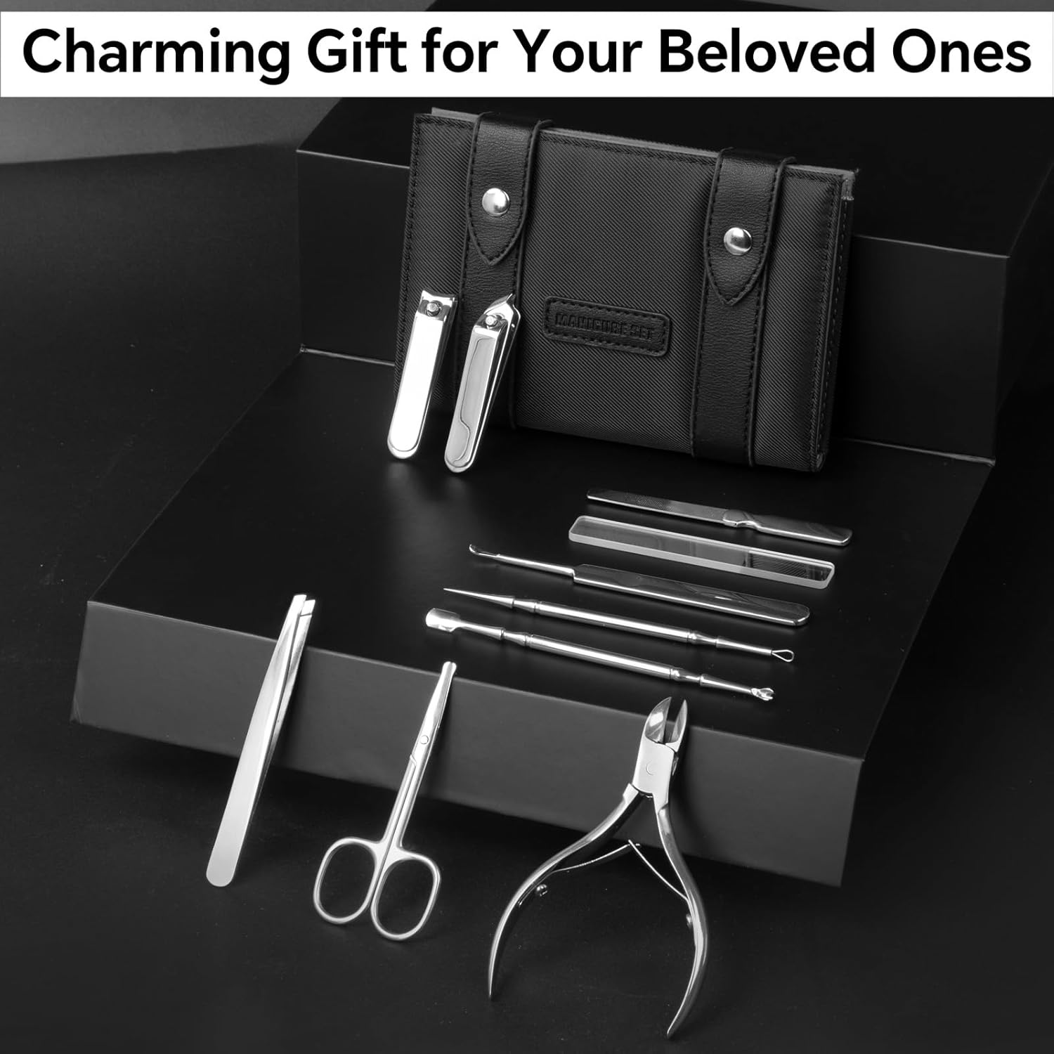 DAWNTREES Nail Clippers Set Fingernail and Toenail Clipper Cutters, Manicure Pedicure Kit -10 Pieces Stainless Steel Professional Grooming Kits, Nail Care Tools with Luxurious Travel Case image number 3