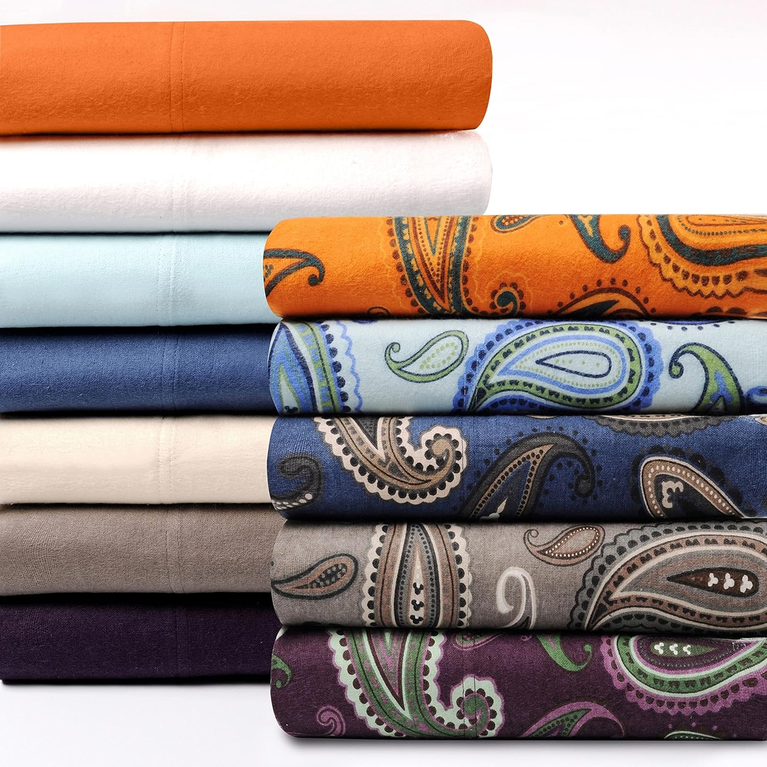 Superior Cotton Flannel Paisley Pillowcase Set Standard Pumpkin