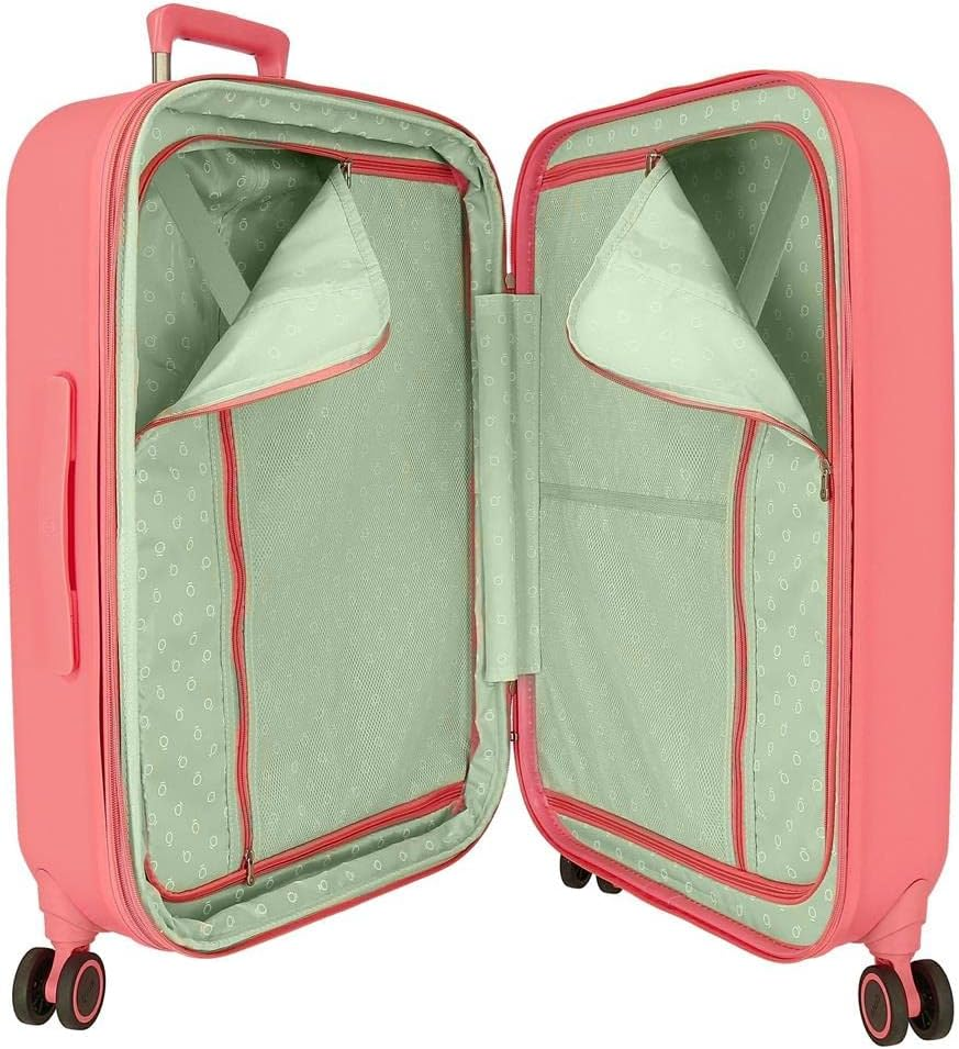 Enso Beautiful Natura Suitcase Set Pink 55/70 Cm Rigid ABS Closure TSA 116L 7.5 Kg 4 Wheels Double Hand Luggage, Pink, Suitcase Set, Pink, Suitcase Set