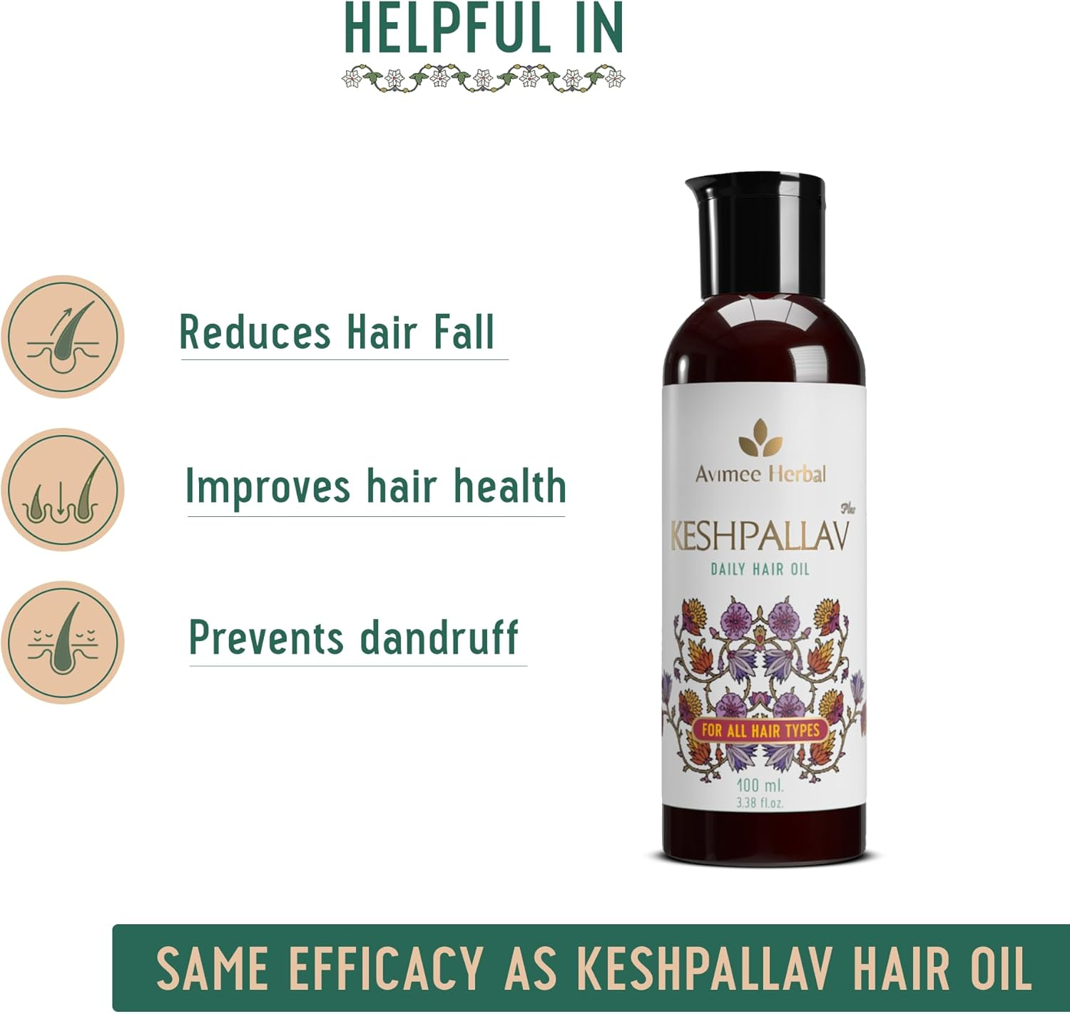 AVIMEE HERBAL Keshpallav plus Hair Oil for Unisex 100 Ml image number 3