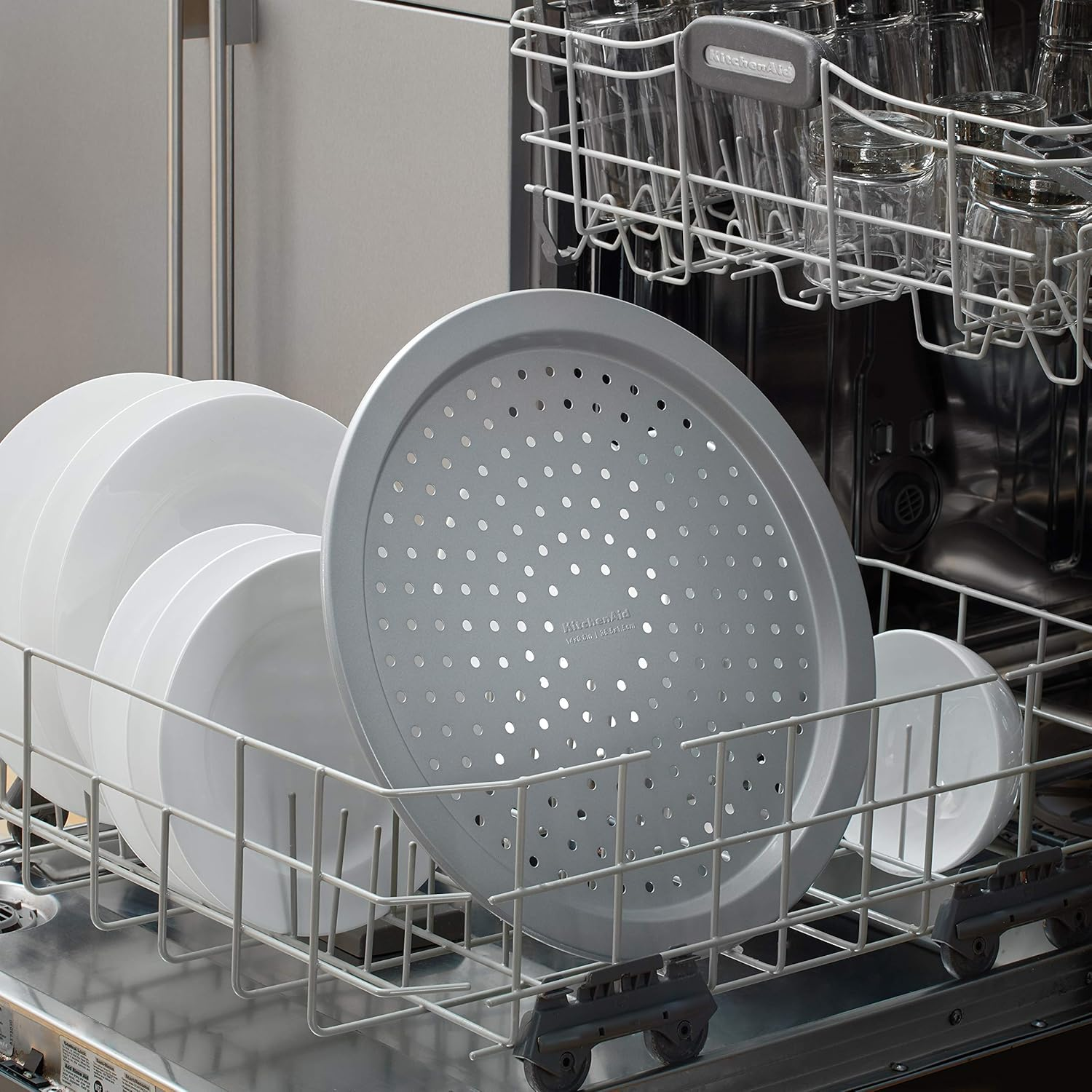 Kitchenaid Nonstick Aluminized Steel Pizza Crisper, 14-Inch, Silver image number 5