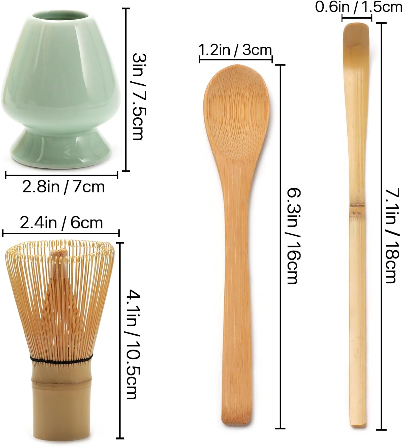 4PCS Matcha Tea Whisk Set, Tea Steeper Matcha Tools for Stirring Matcha, Natural Matcha Whisk