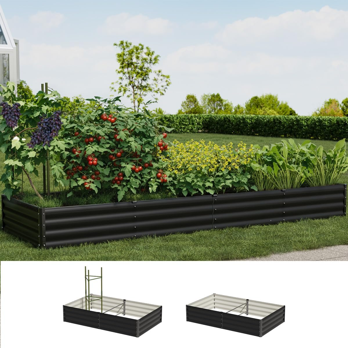 Livsip Garden Bed Planter Stand Box Raised Garden Bed Container Galvanise, 290X90X30Cm-2Pcs image number 2