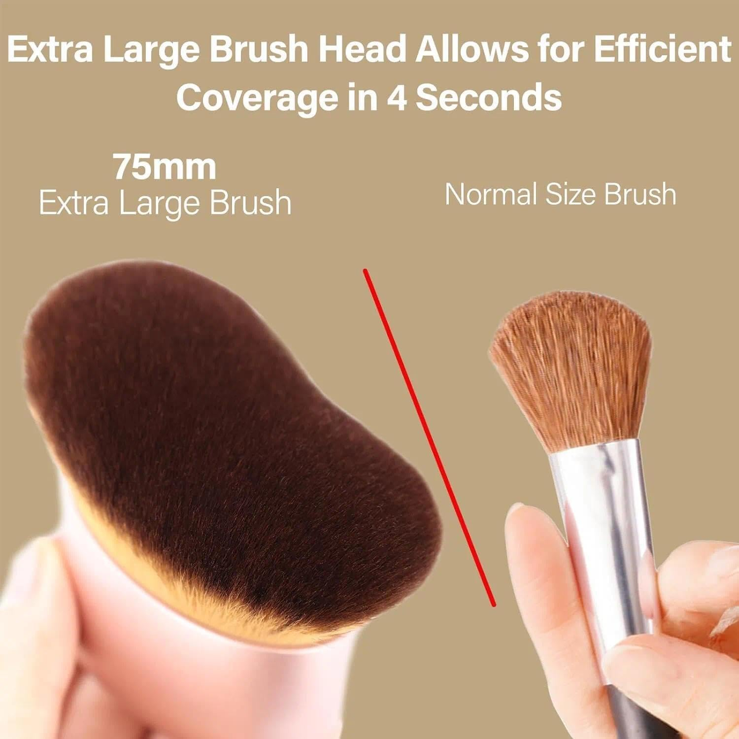 Body Makeup Brush for Self Tanner, Leg Makeup &Bronzer Blend,75 Mm Wide-Headed Kabuki Brush Provides More Even &Pretty Application, Oval Face&Back Makeup Brush, Wet&Dry Use- Pink Rose Gold image number 1