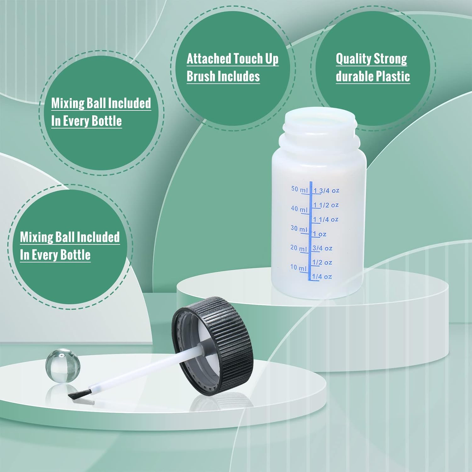 Mumufy 60 Pcs Paint Touch up Paint Bottles with Brush and Lid Empty Touch up Paint Bottle with Paint Mixing Balls 2 Oz Fluid Capacity Leftover Paint Container for Car Scratches Repair(Black, Blue) image number 5