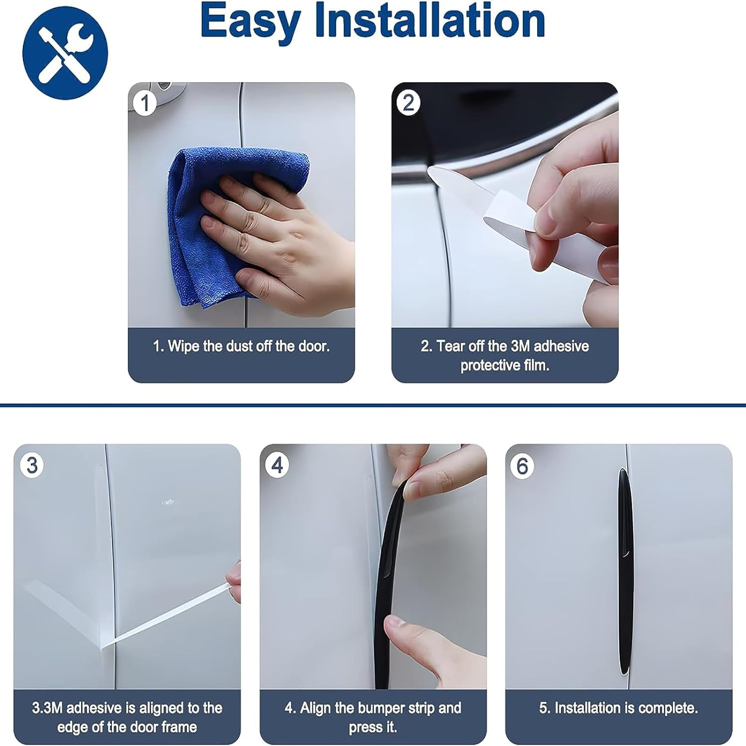 4Pcs Black Car Door Edge Guards - Anti-Collision Strips, Soft PVC Cushioning Impact Car Bumper Guard Protector, Crash Scratch Guard for Car, Truck Door Edge Protection image number 6