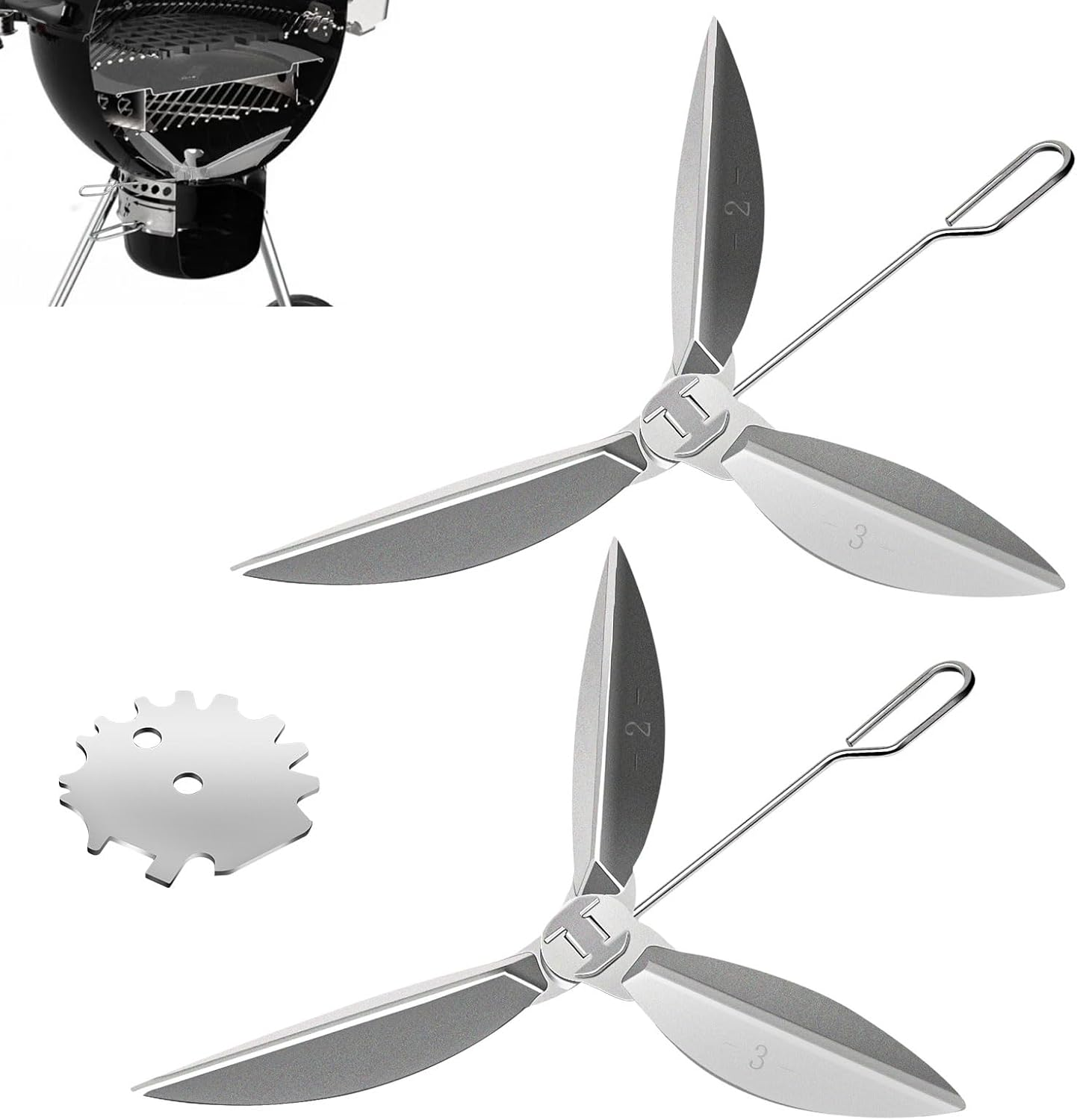 22-1/2-Inch One Touch Cleaning System Kit, Compatible with Weber Grill, Kettle Grills - It Is Used in the Bottom of Grill Damper Air Amount Control and Ash Clean-Out. (1) Silver image number 3