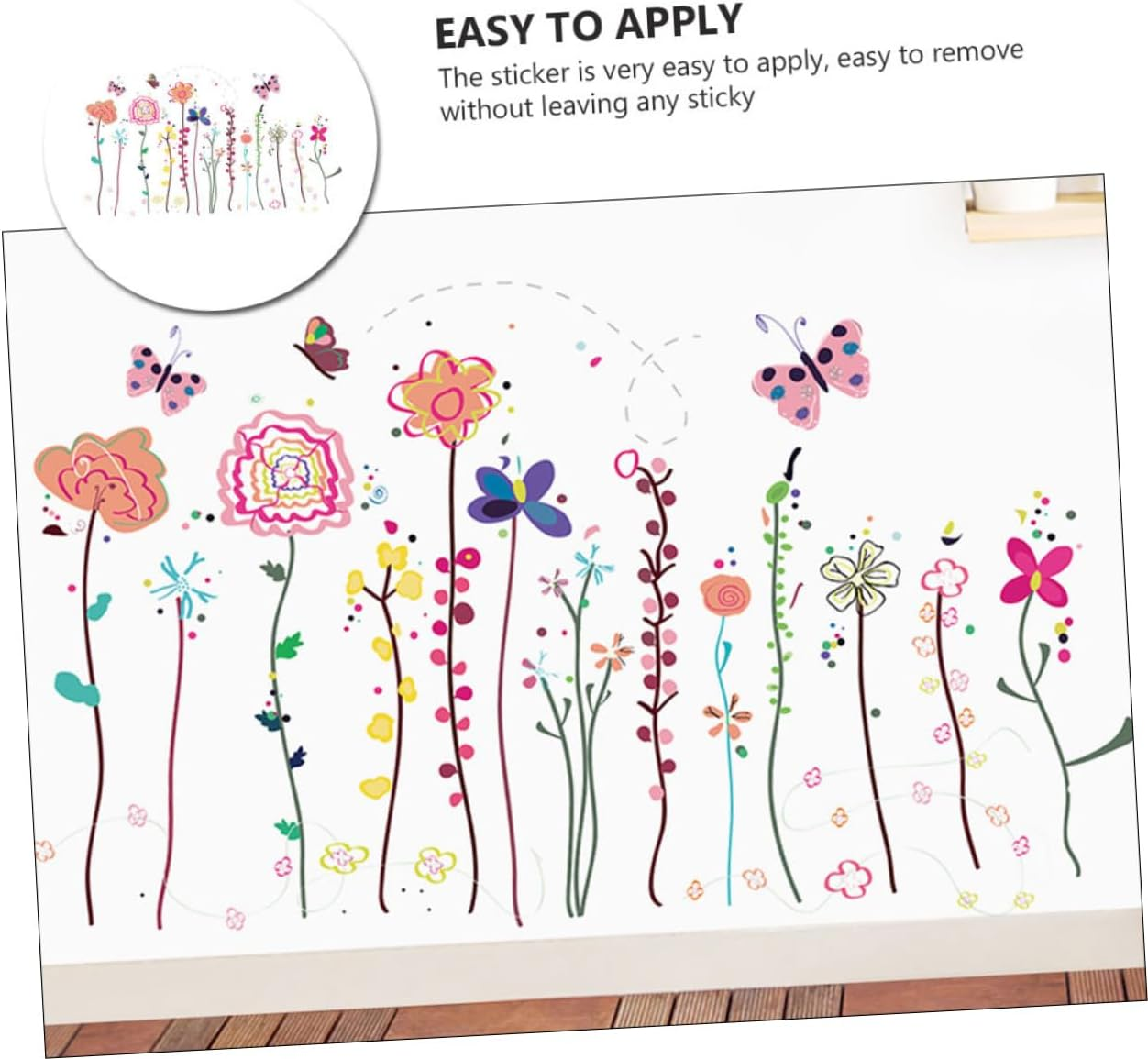 OSALADI Garden Wall Sticker Set Realistic Flower Vines Decal for Living Room Easy Peel Stick Decor image number 4