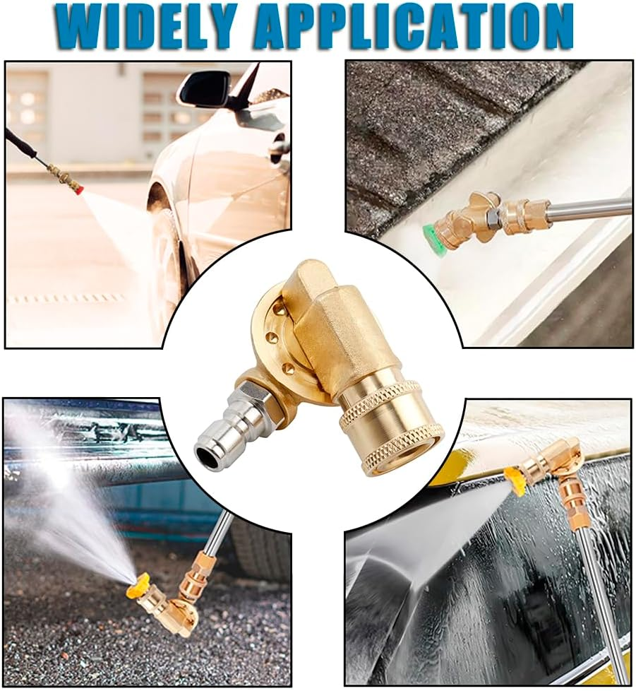 Yakamoz 7 Angles Pressure Washer Pivoting Coupler, 1/4&rdquo; Brass Quick Connect 240 Degree Gutter Cleaner Attachmen for Pressure Washer Tips(4500 PSI) image number 1