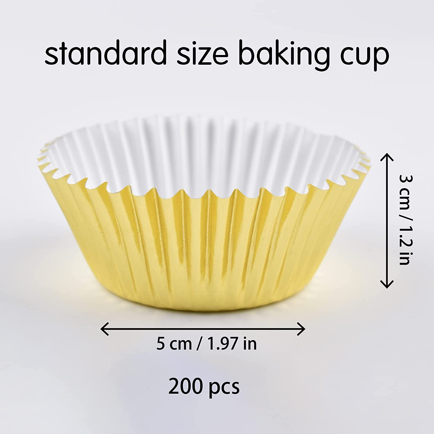 Gold Cupcake Liners, Muffin Liners for Baking, 200 Pcs Greaseproof Cupcake Liners, Standard Size Food Cupcake Papers Baking Cups, Gold Foil Birthday Cupcake Liner for Party image number 1