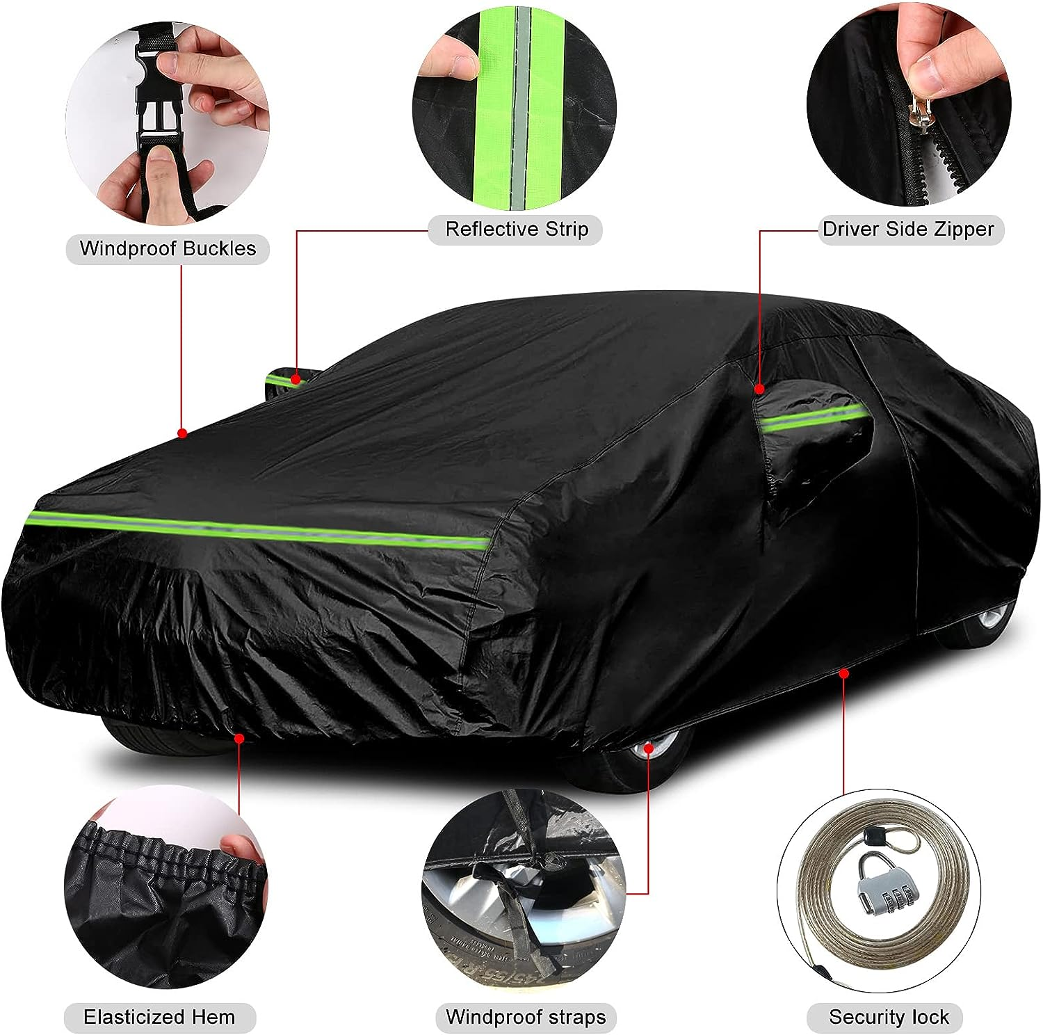 Waterproof Car Cover Replace for 2013-2025 Subaru Brz/Toyota 86, 6 Layers All Weather Car Covers with Zipper Door for Snow Rain Dust Hail Protection (BRZ) image number 3