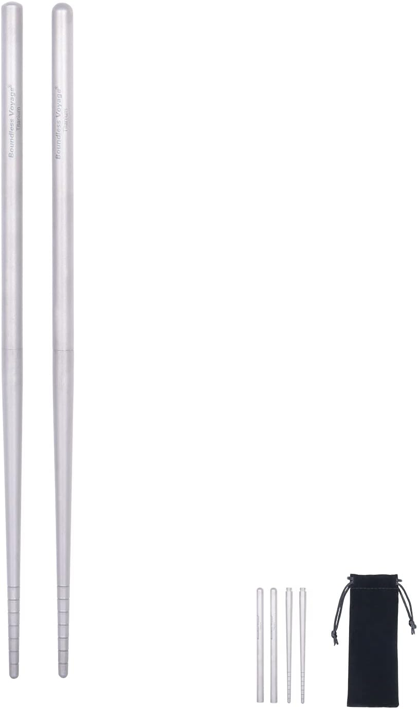 Boundless Voyage Titanium Detachable Chopsticks Outdoor Camping Portable Tableware with Storage Bag Ti1007T image number 2