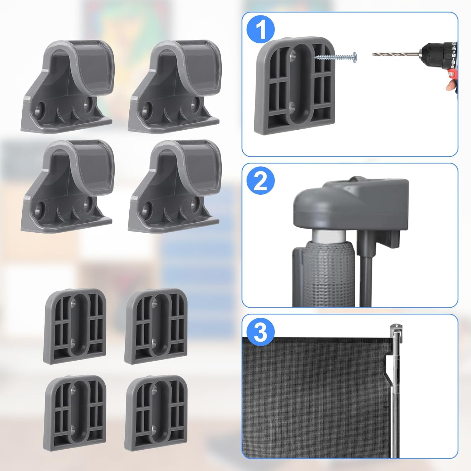 70Pcs Baby Gate Replacement Parts, Retractable Baby Gate Parts Baby Gate Extender Baby Gate Mounting Kit for 55" W X 33" H Baby Gate image number 4