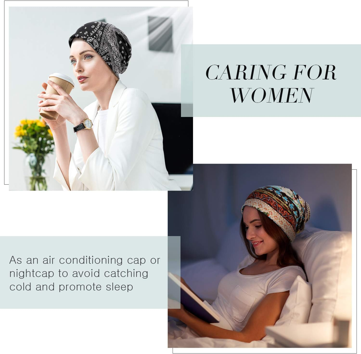 SATINIOR 5 Pieces Women'S Slouchy Beanie Hat Baggy Skull Sleep Cap Turban Headwear