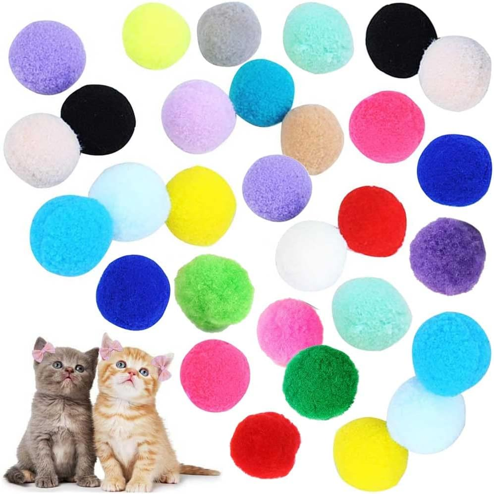 Darglino 12PCS 4CM Cat Toy Ball with Bell, Cat Bell Ball Cat Jingle Balls for Cats Kitten, Plastic Cat Toys Jingle Balls Pounce Chase Rattle Ball Toys Random Color