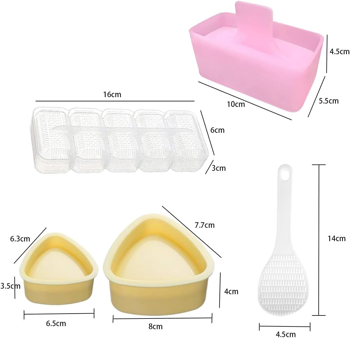 5Pcs Sushi Making Kit Meat Press Musubi Maker Molds, Triangle Onigiri Rice Mold Triangle Sushi Mold Form Onigiri Rice Molds image number 4